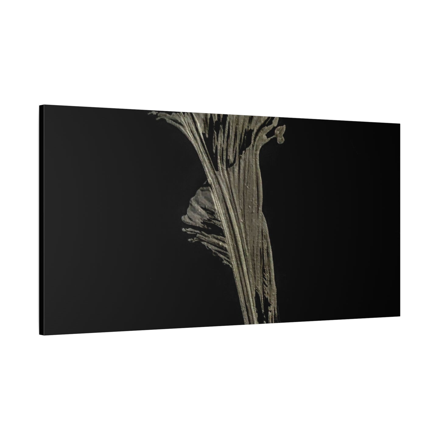 Calla Lilly - Minimalist Botanical Canvas Print — Monochrome Flower Art on Black Matte