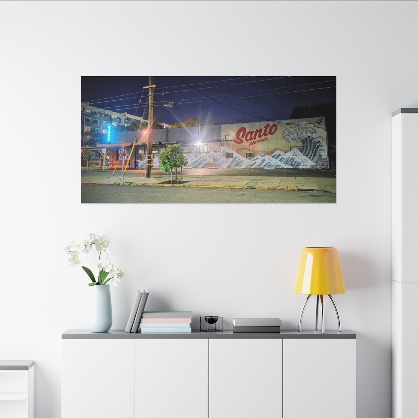 Santo Market Mural (7th&taylor)— Nighttime Urban Wall Art