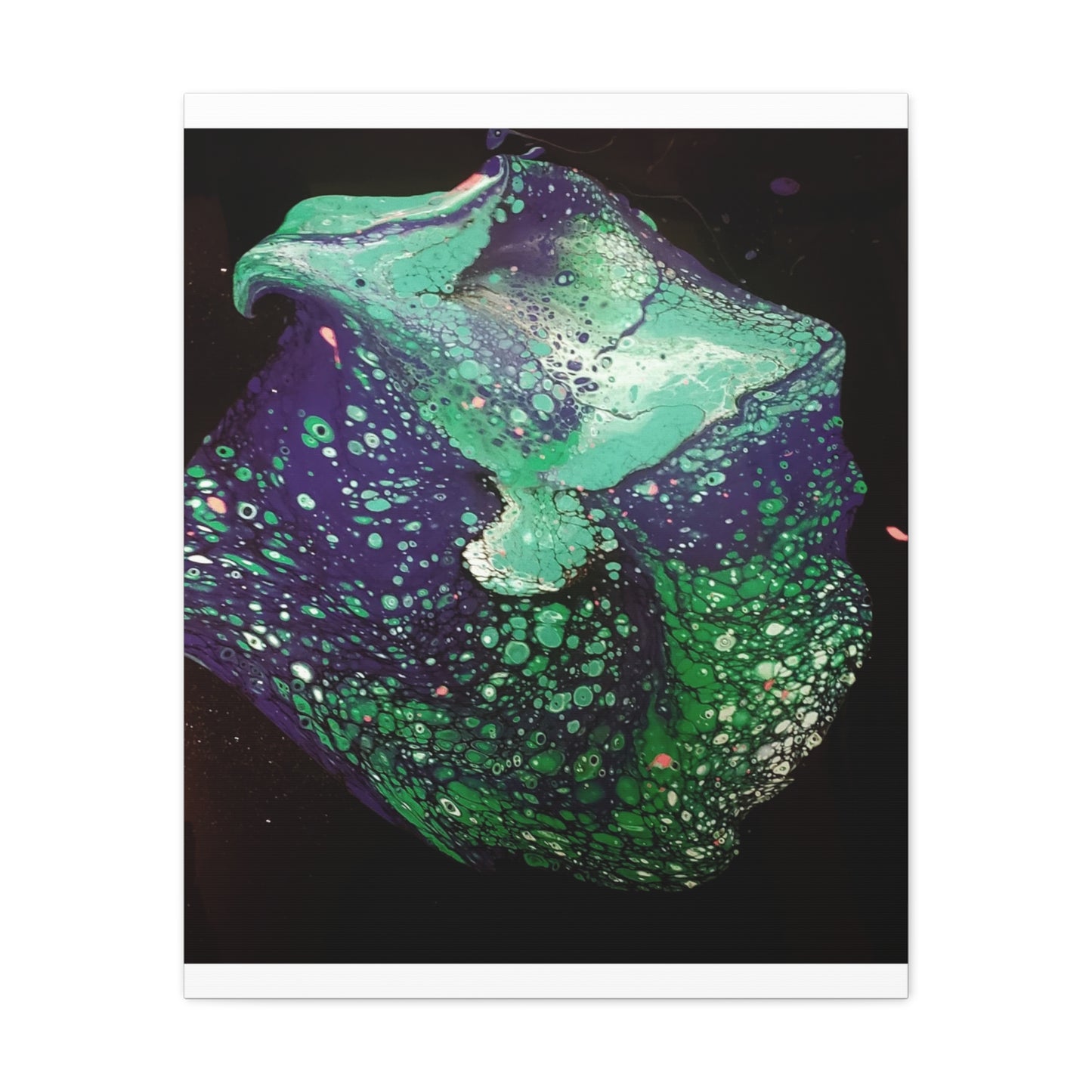 Abstract Green & Teal Fluid Art Canvas Print - Matte Stretched Wall Art
