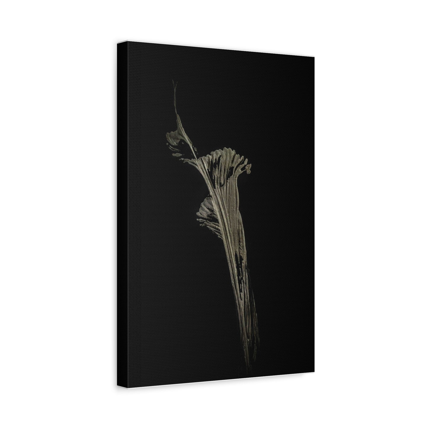 Calla Lilly - Minimalist Botanical Canvas Print — Monochrome Flower Art on Black Matte