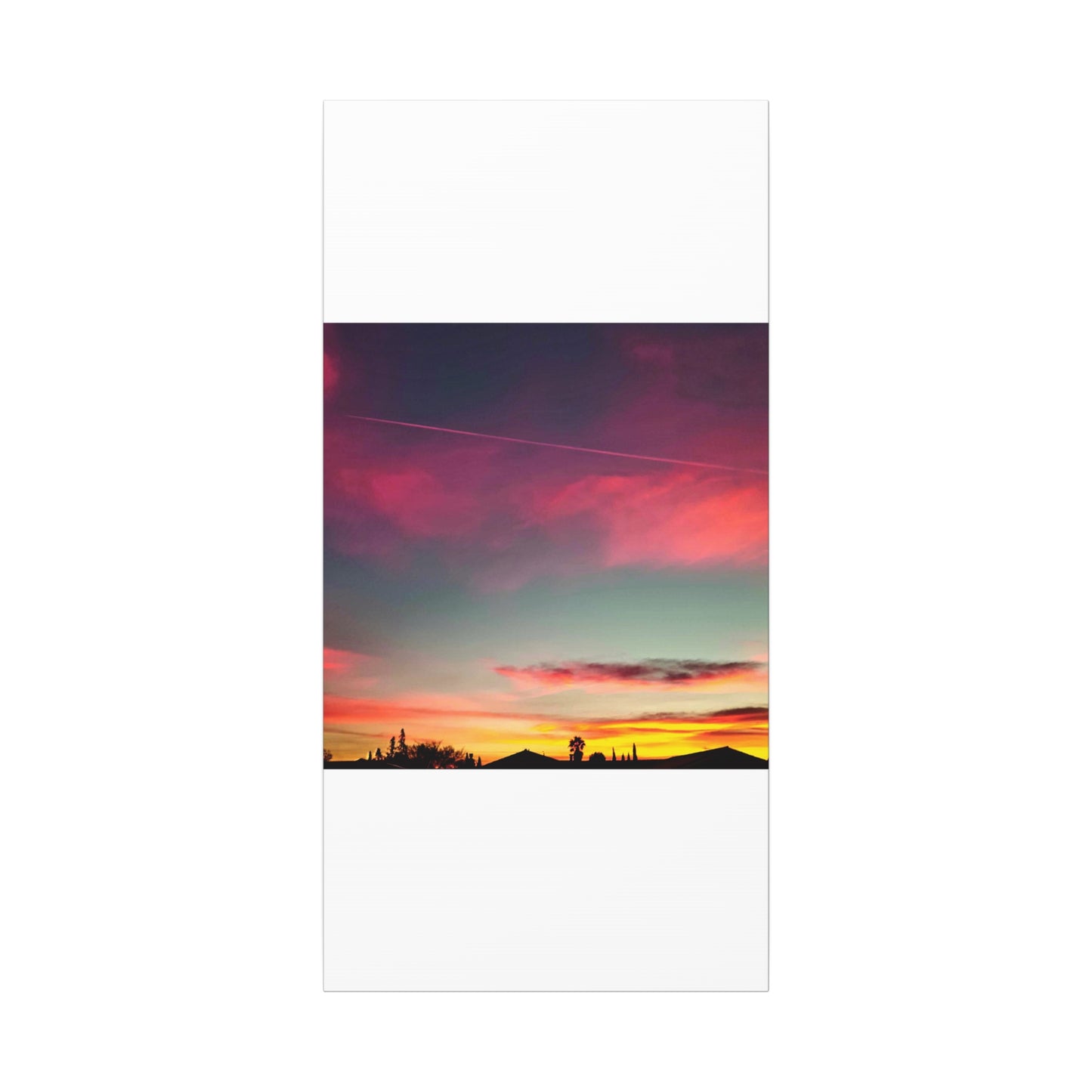 pink sky at morning - Horizon Matte Canvas Print — Vibrant Pink & Teal Sky Wall Art, Stretched 1.25"