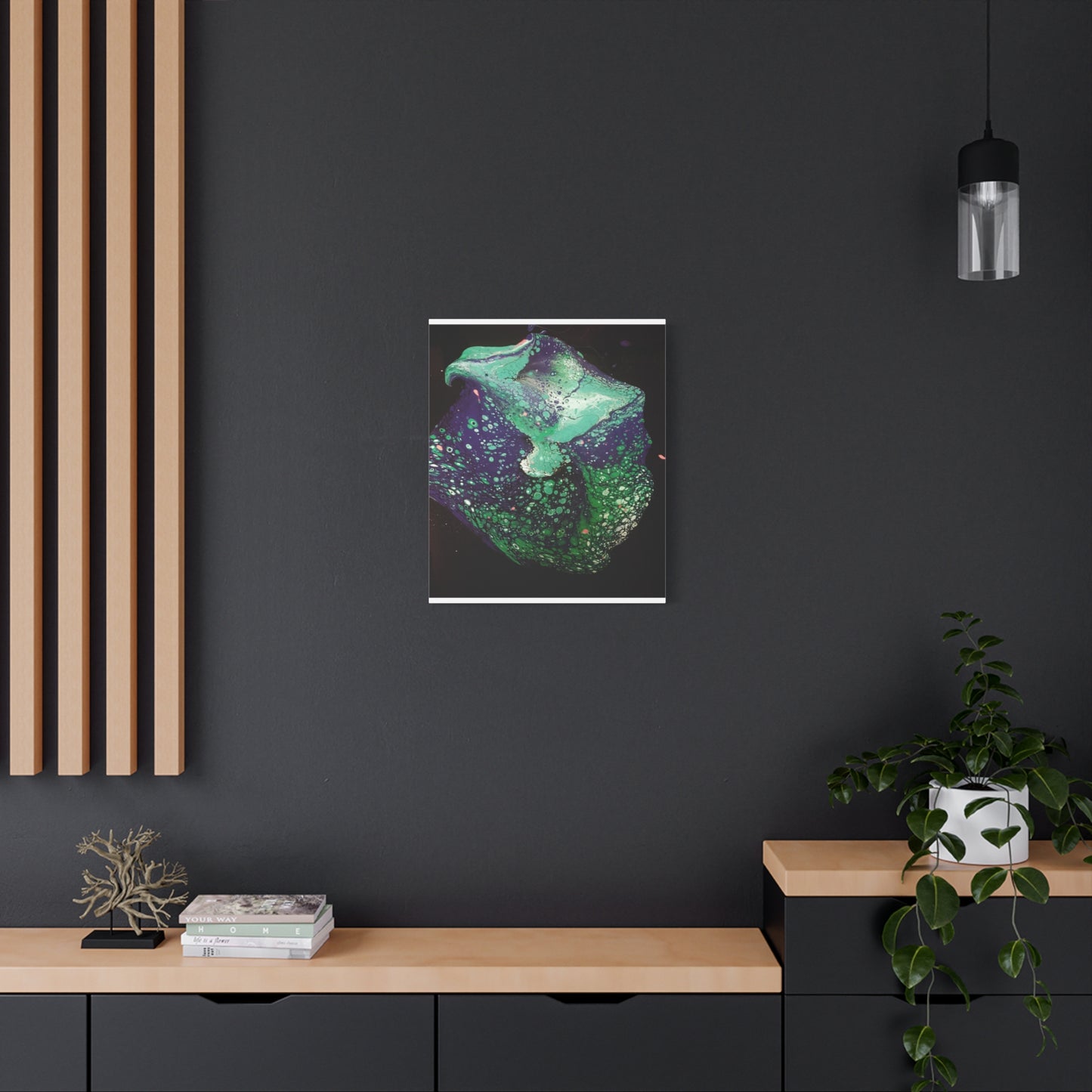 Abstract Green & Teal Fluid Art Canvas Print - Matte Stretched Wall Art