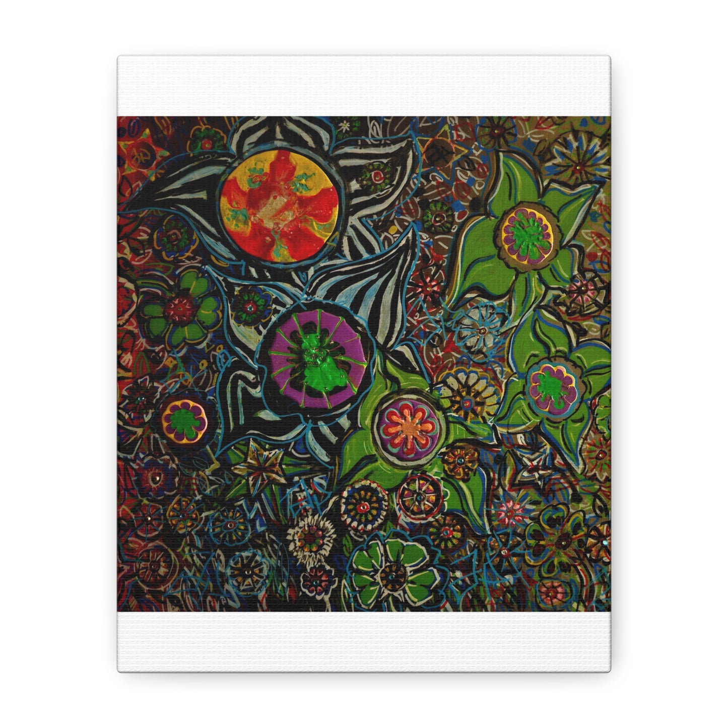 Urban_gardening-03 - Psychedelic Floral Canvas Print — Vibrant Abstract Garden Wall Art