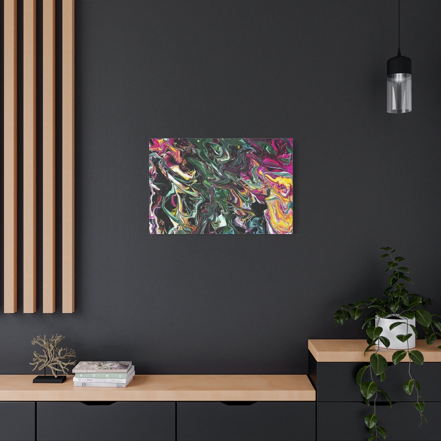 chaos in the garden - Abstract Fluid Art Matte Canvas Print - Colorful Swirl Wall Art