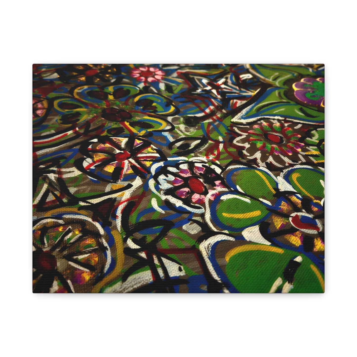 Urban_Gardening - Abstract Floral Canvas Print — Colorful Street-Art Style Stretched Wall Art