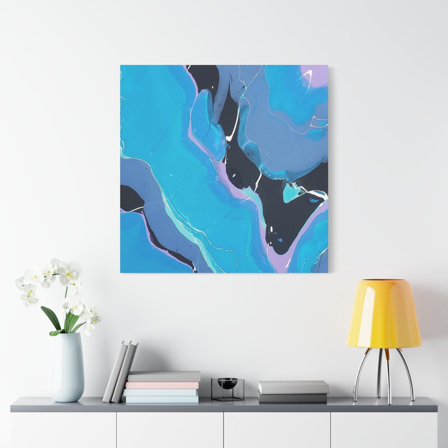 Abstract Blue Fluid Art Canvas Print — Matte Stretched Wall Art 1.25"