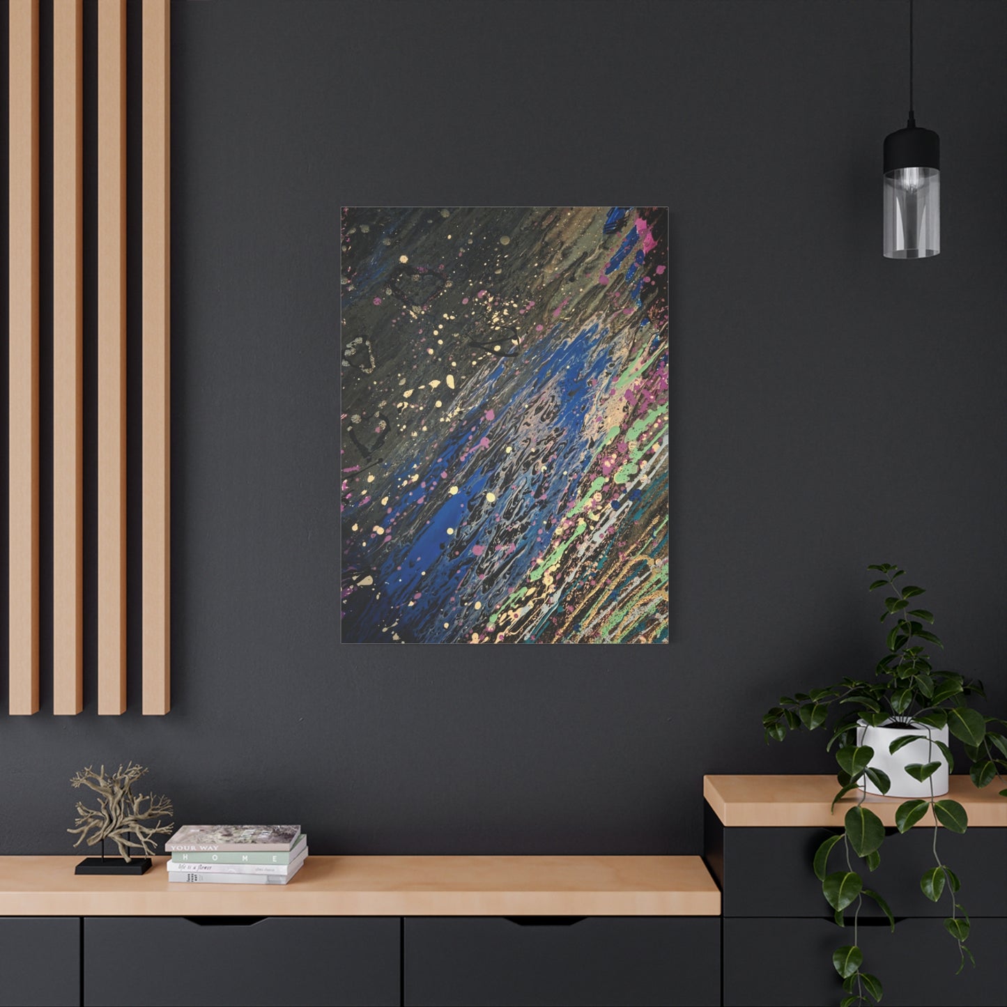 Abstract Splatter Matte Canvas Print — Colorful Fluid Art Wall Decor, Stretched 1.25"
