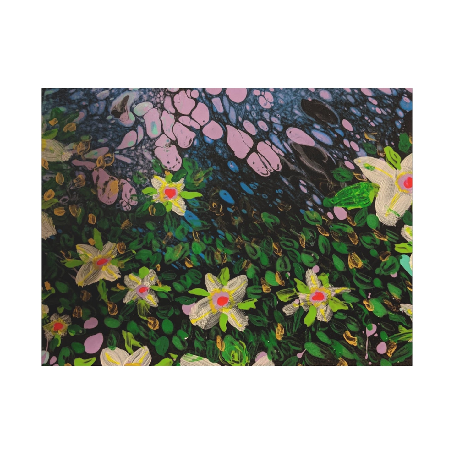 Floetrol&Flowers - Night Pour Garden Matte Canvas Print — Stretched Wall Art