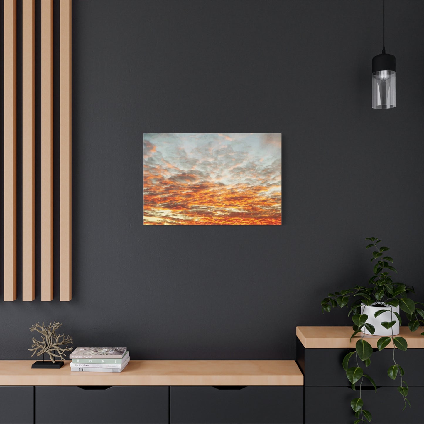 Sunset Sky Canvas Print — Orange Cloudscape Matte Stretched Wall Art