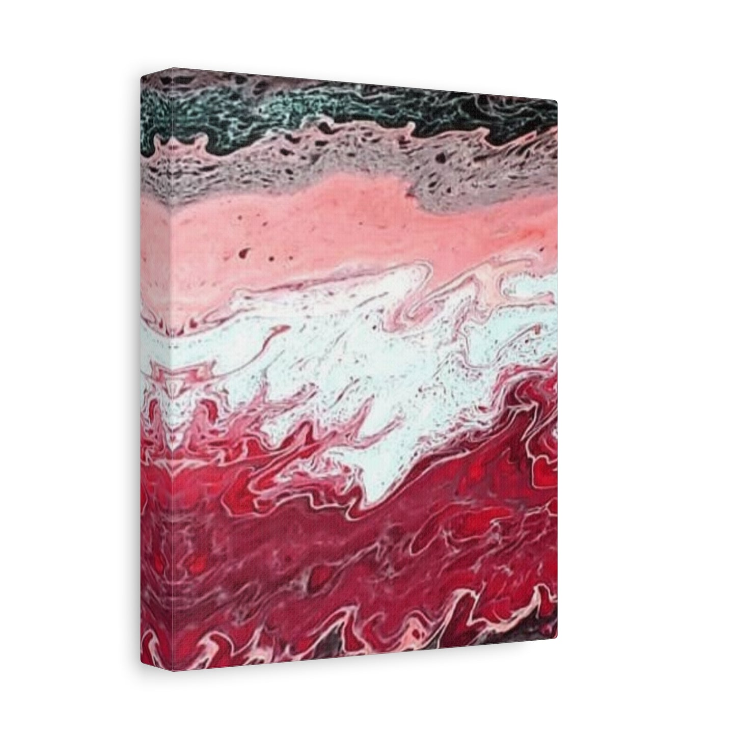 Abstract Pink & Red Fluid Art Canvas — Matte Stretched Wall Art