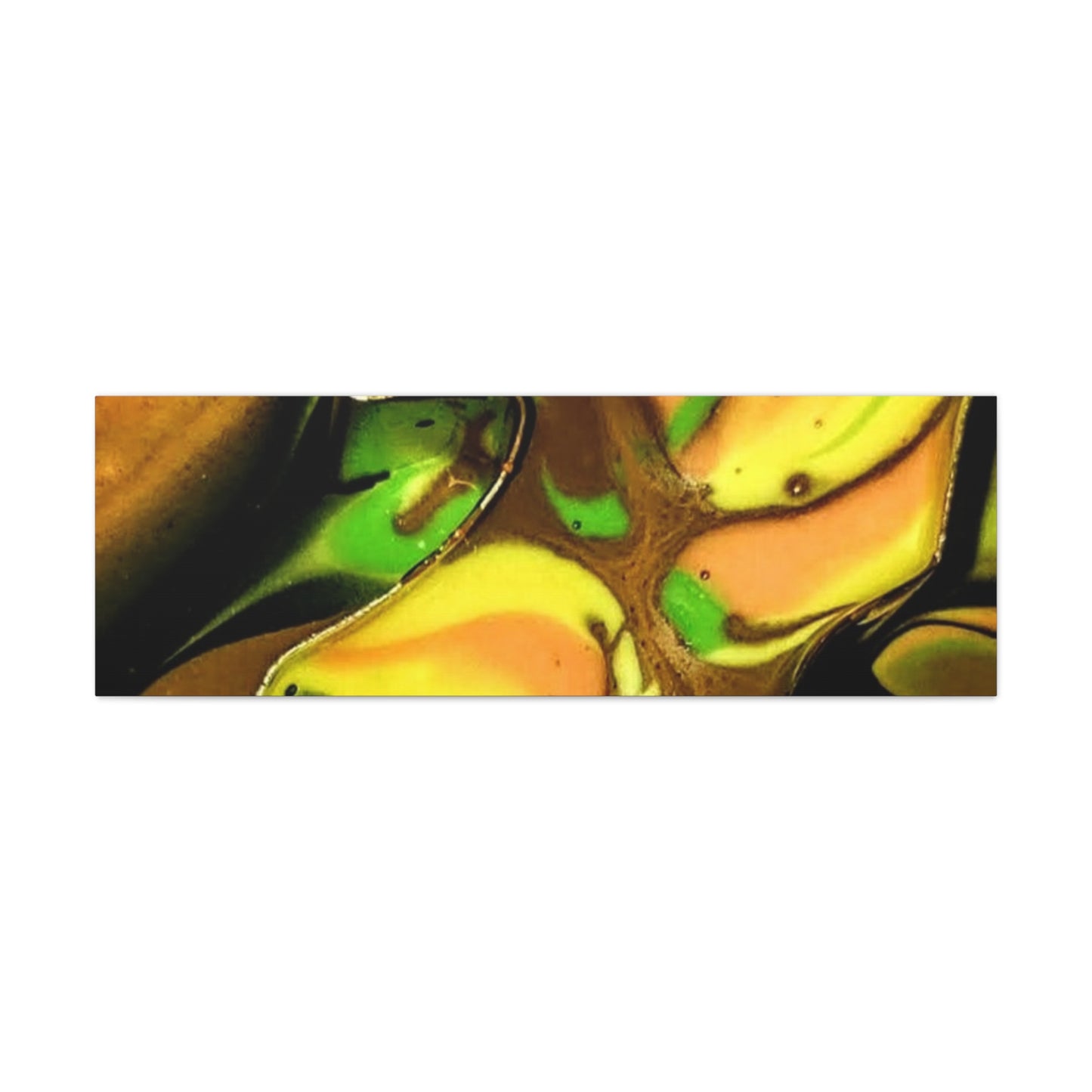 Abstract Green & Gold Fluid Art Matte Canvas Print (Stretched)
