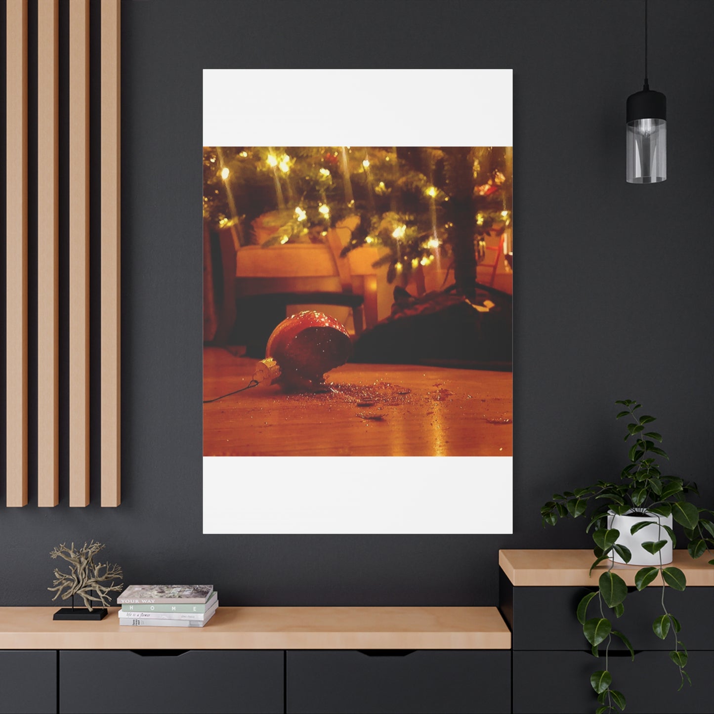 Christmas Tree Ornament Photo Canvas – Cozy Holiday Still Life Wall Art