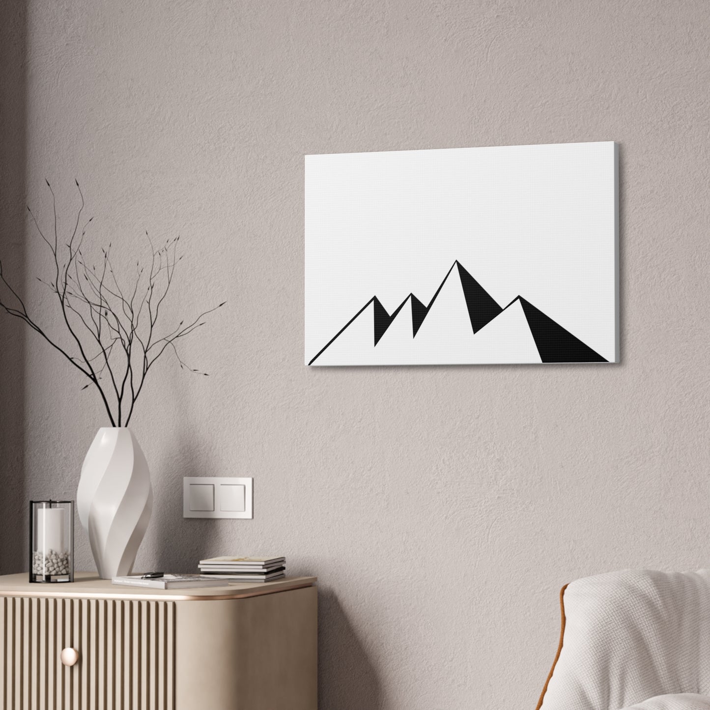 mountains001 - Modern Black Mountain Canvas Art
