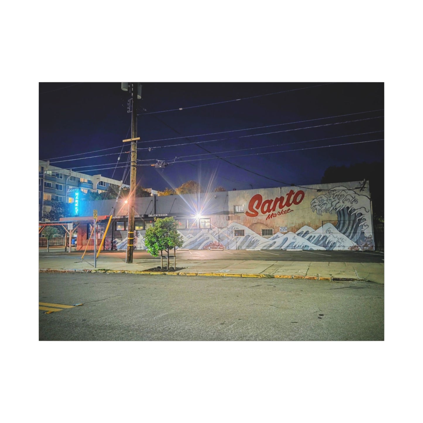 Santo Market Mural (7th&taylor)— Nighttime Urban Wall Art