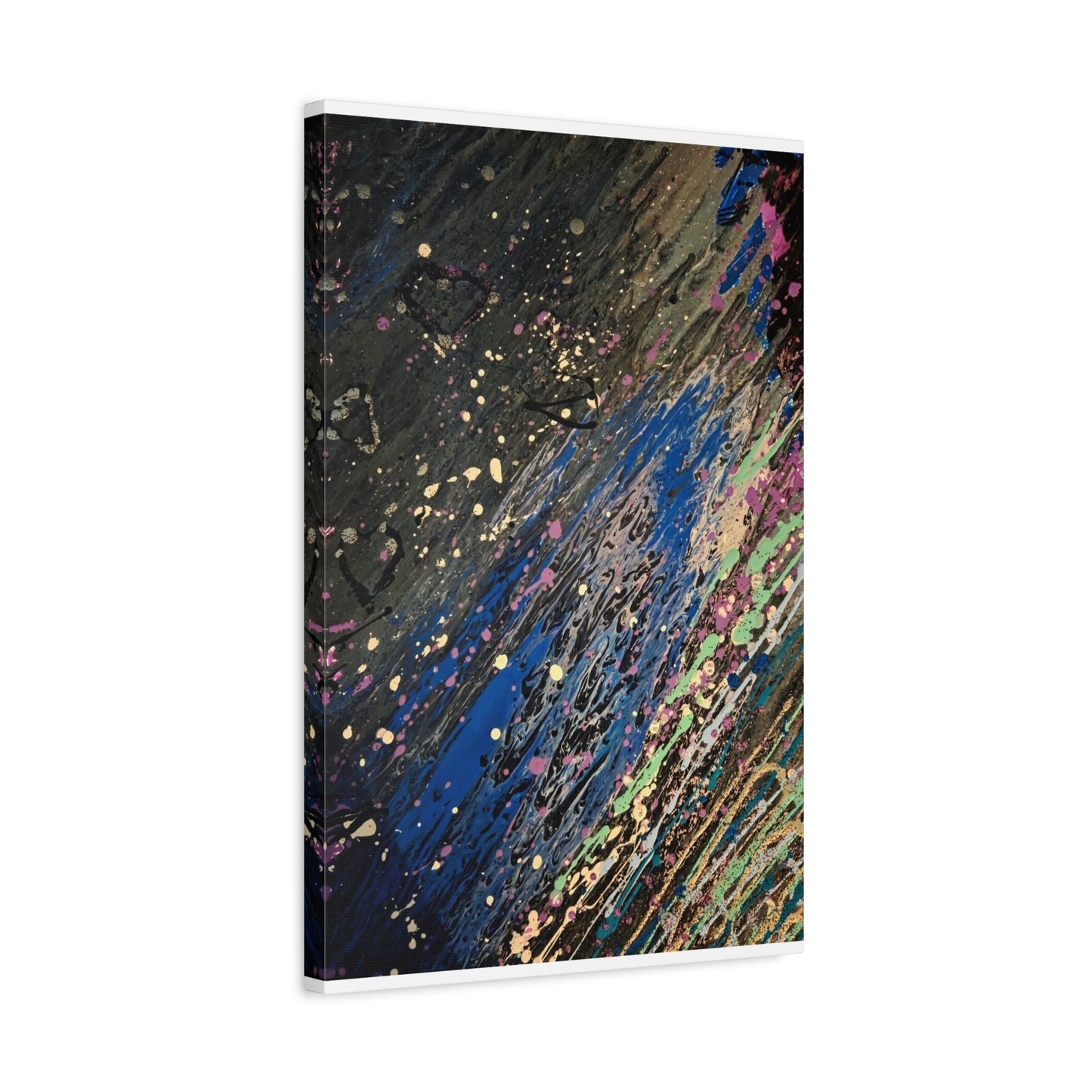 Abstract Splatter Matte Canvas Print — Colorful Fluid Art Wall Decor, Stretched 1.25"