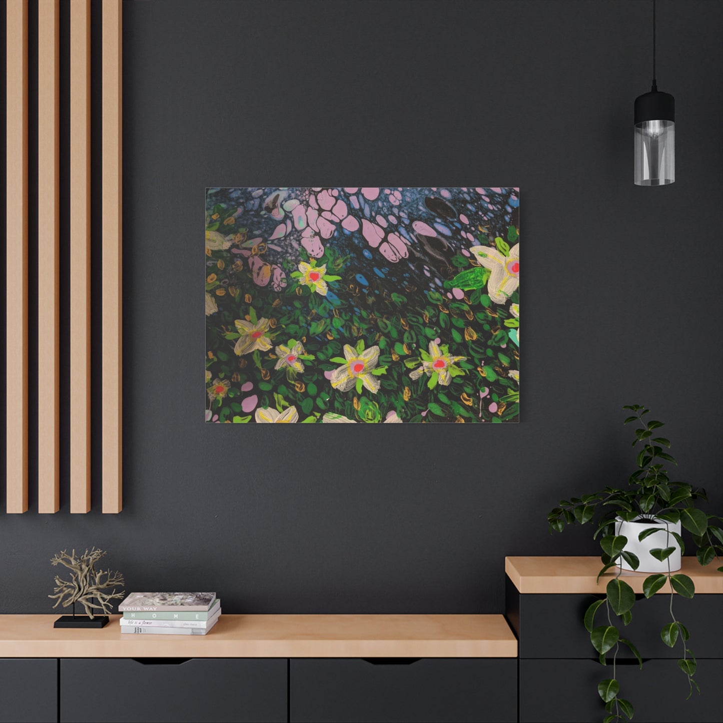Floetrol&Flowers - Night Pour Garden Matte Canvas Print — Stretched Wall Art