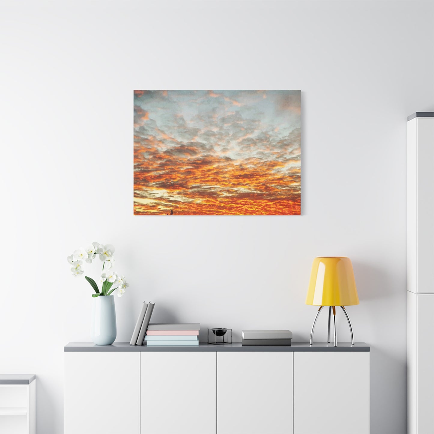 Sunset Sky Canvas Print — Orange Cloudscape Matte Stretched Wall Art