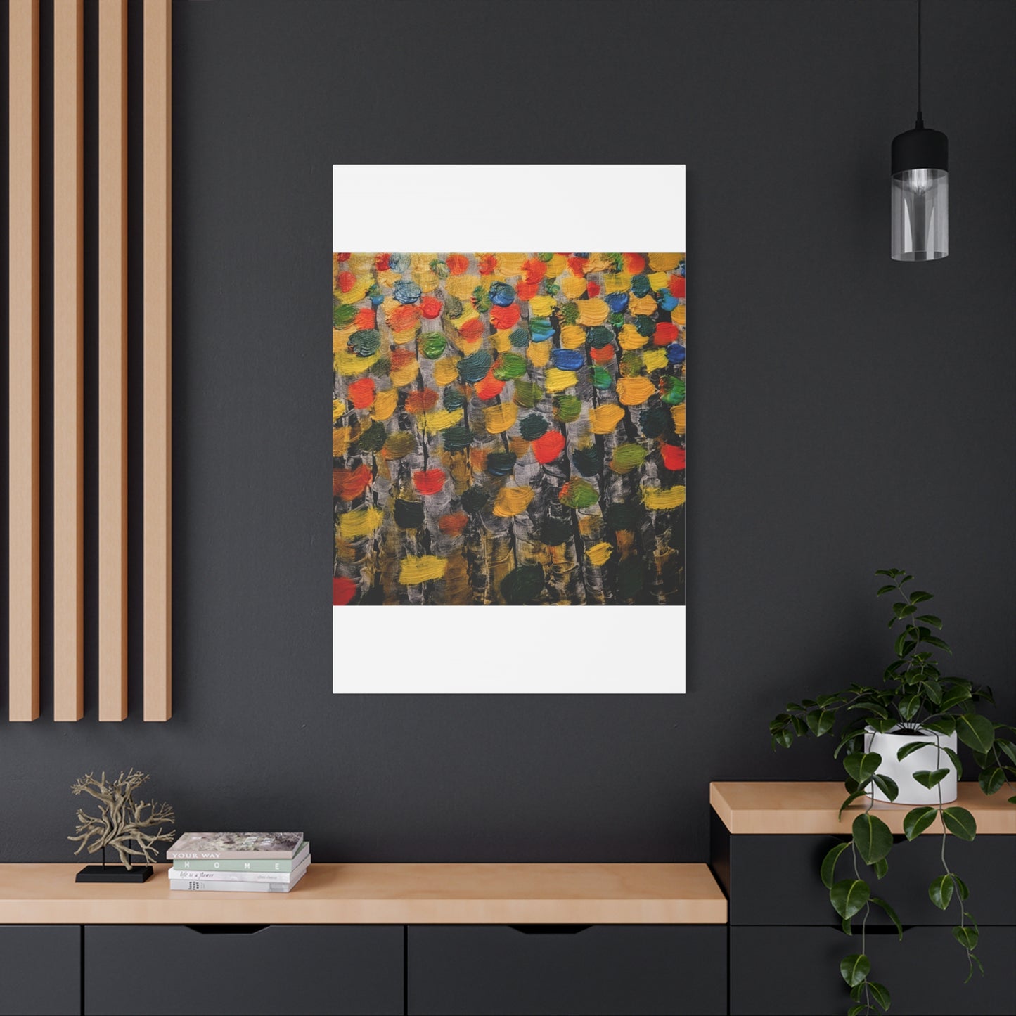 birch trees with color strokes - Abstract Color Bloom Matte Canvas Wall Art — Stretched 1.25"