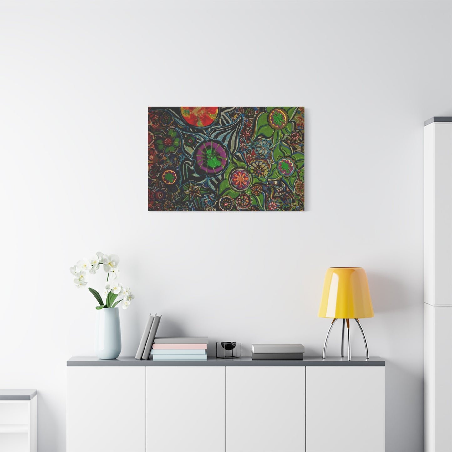 Urban_gardening-03 - Psychedelic Floral Canvas Print — Vibrant Abstract Garden Wall Art
