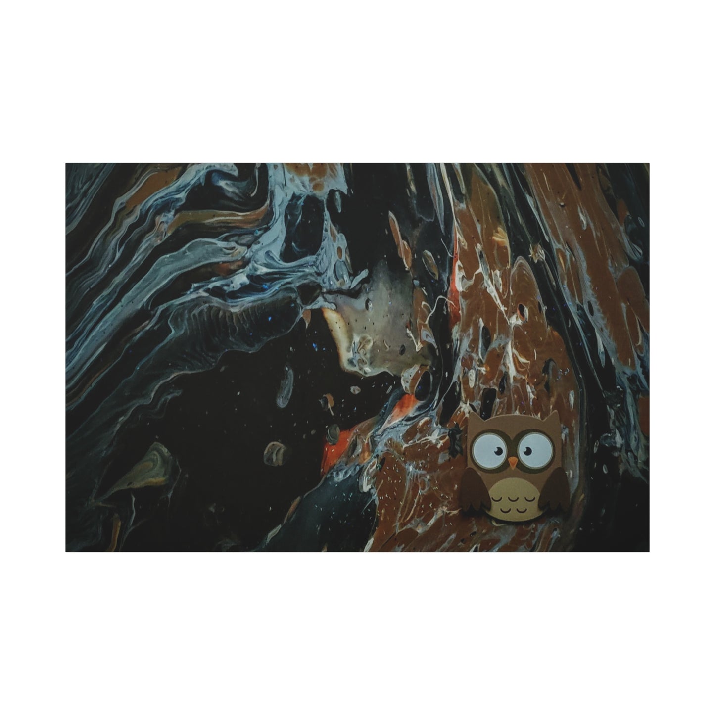 Abstract Swirl Owl Matte Canvas Print