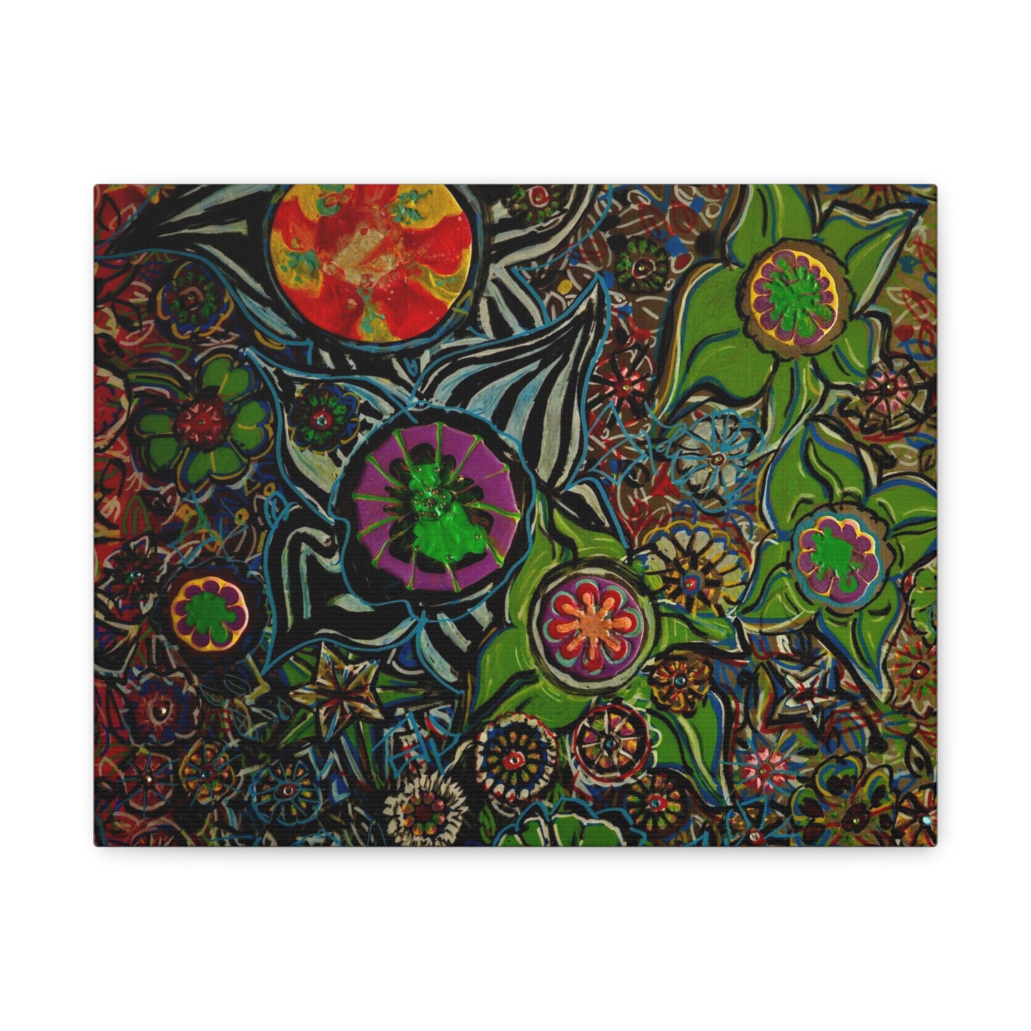 Urban_gardening-03 - Psychedelic Floral Canvas Print — Vibrant Abstract Garden Wall Art