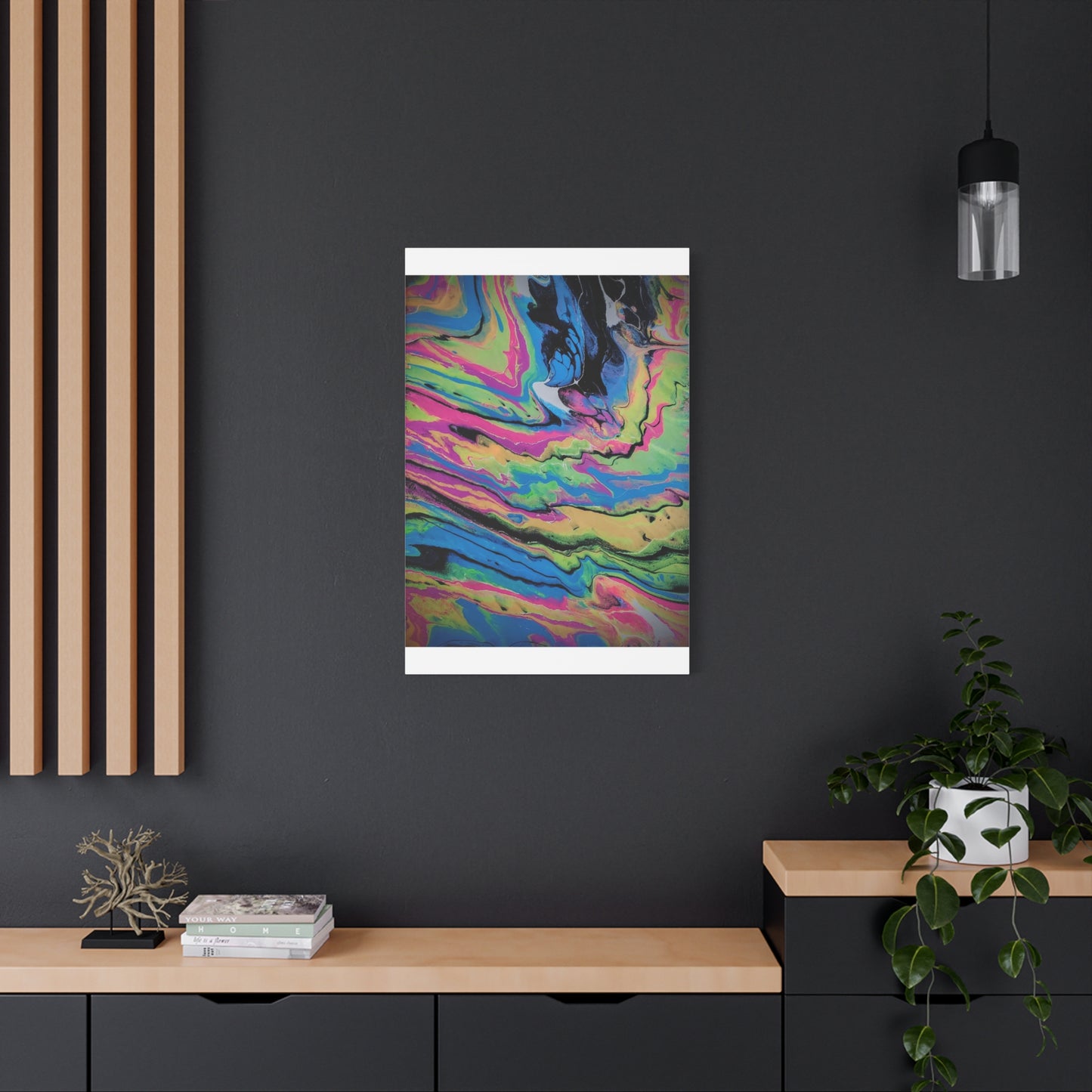 Abstract Neon Fluid Art Canvas Print — Vibrant Psychedelic Wall Decor