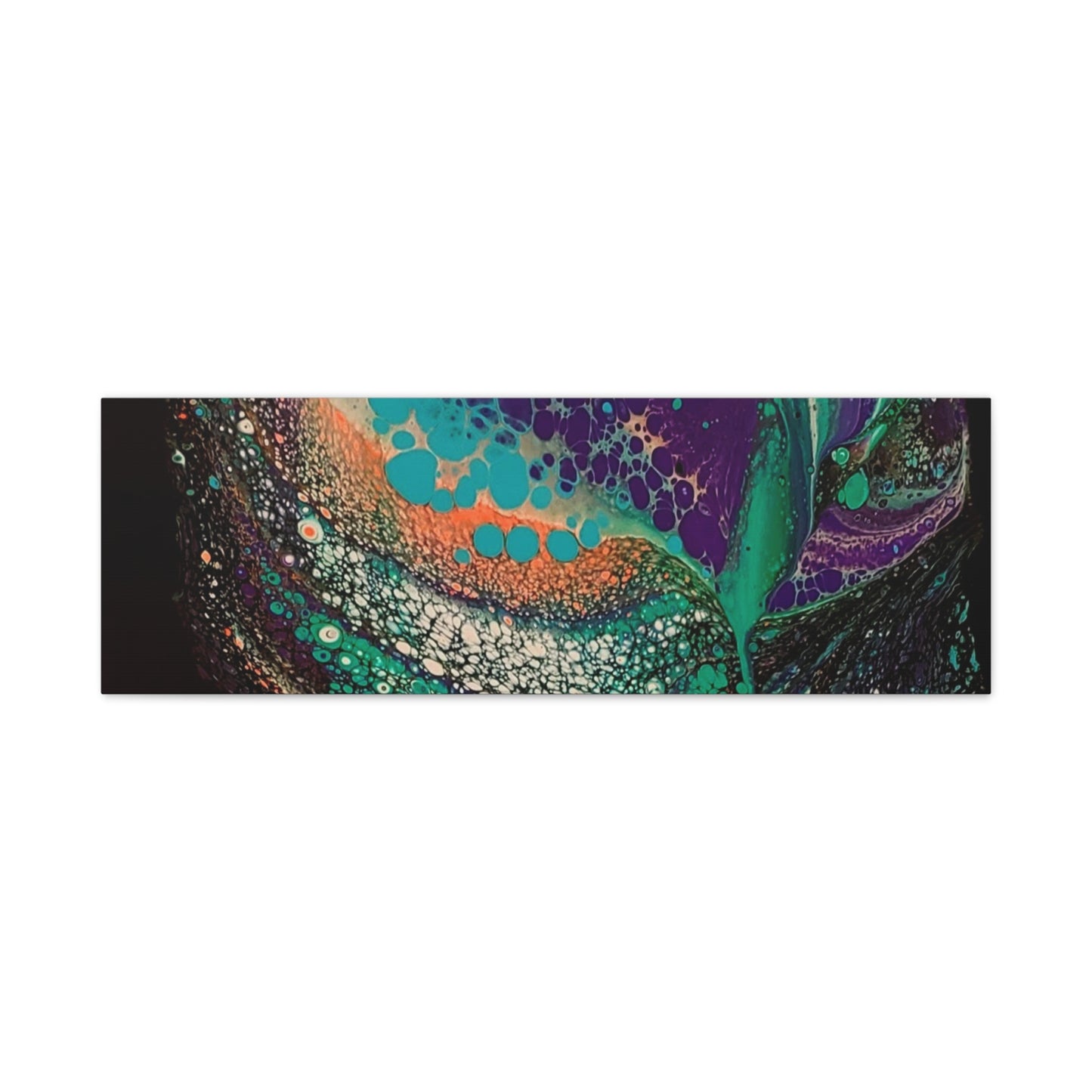 Abstract Fluid Art Canvas Print — Teal, Purple & Gold Swirl Matte Stretched Wall Art