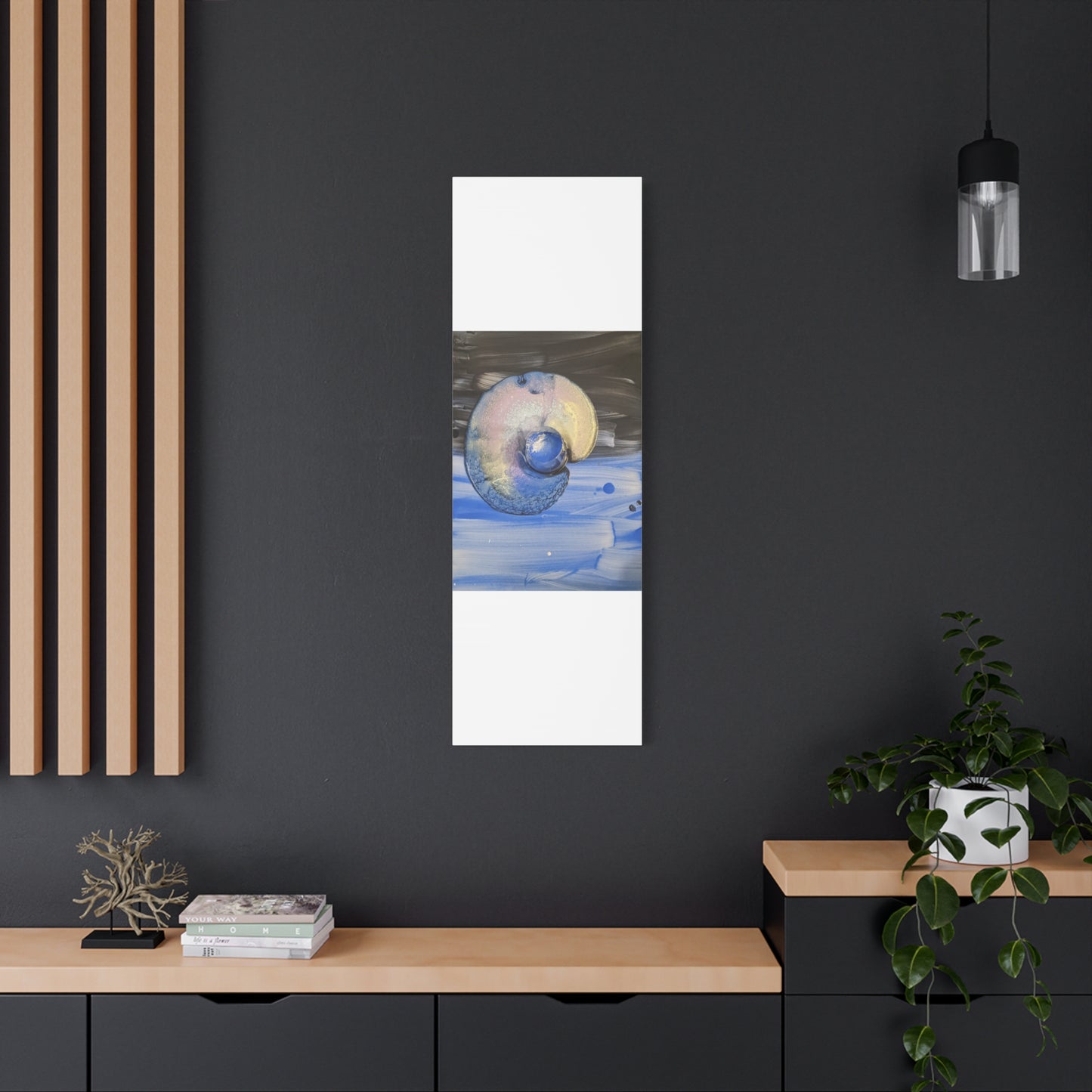 the nautilus - Abstract Blue Spiral Matte Canvas Art - Nautical Coastal Wall Decor