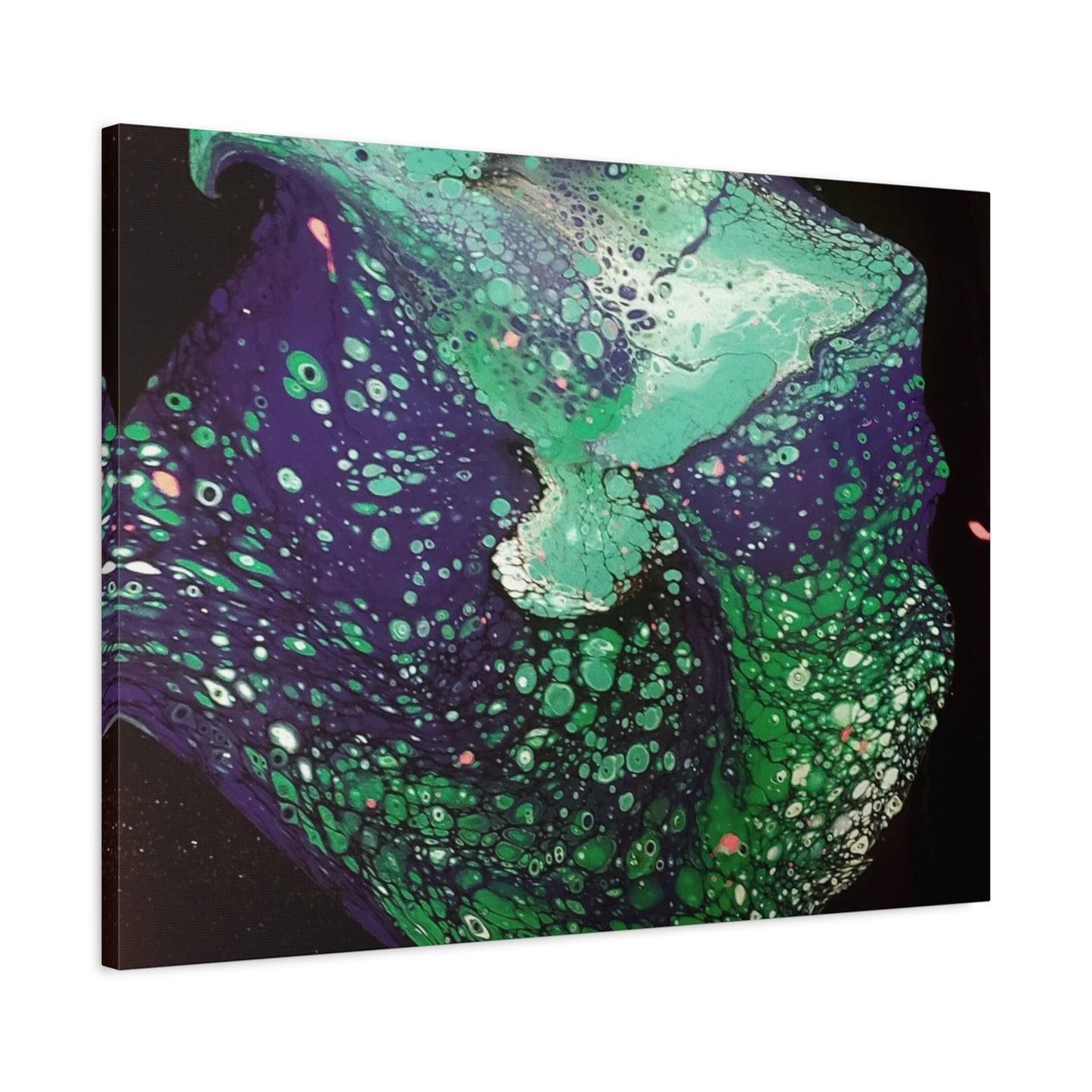 Abstract Green & Teal Fluid Art Canvas Print - Matte Stretched Wall Art