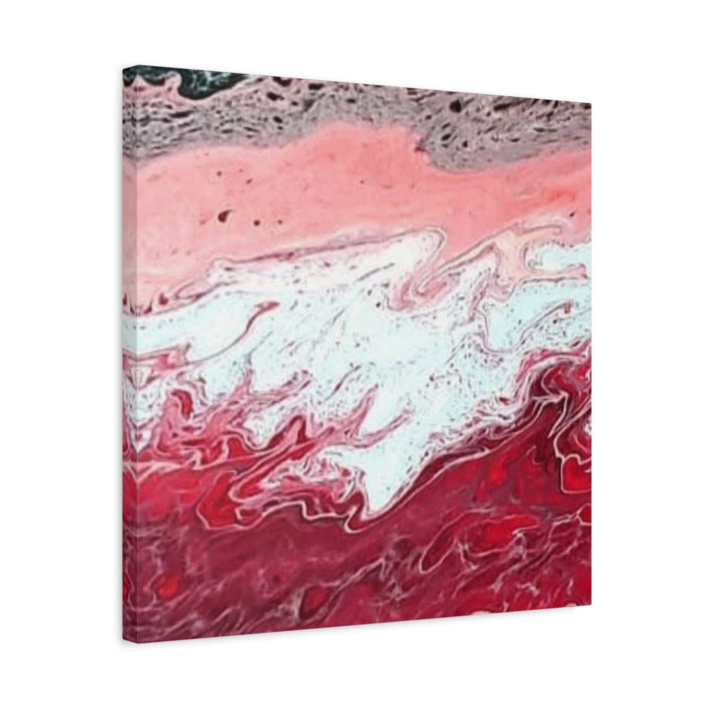 Abstract Pink & Red Fluid Art Canvas — Matte Stretched Wall Art