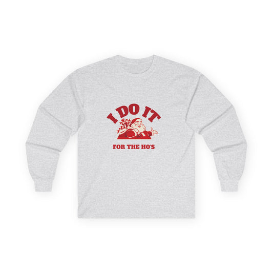 Long Sleeve Tee — "I Do It for the Ho's" Retro Angel Graphic