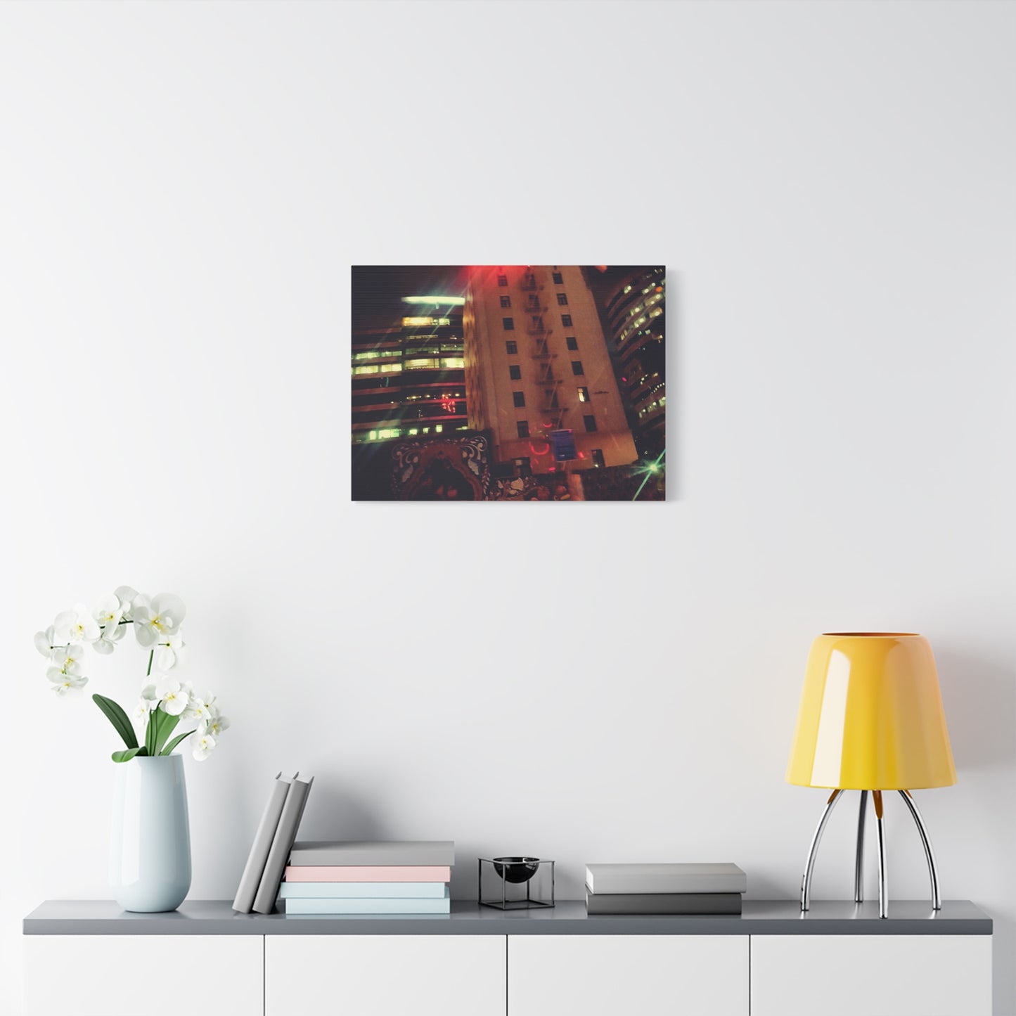 Hotel DeAnza - City Nightscape Canvas Print — Urban Street Art Building Matte Stretched 1.25"