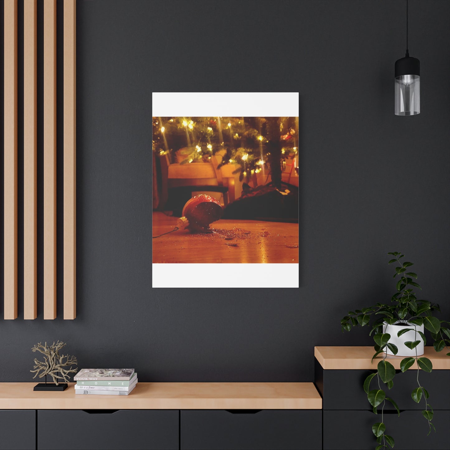 Christmas Tree Ornament Photo Canvas – Cozy Holiday Still Life Wall Art