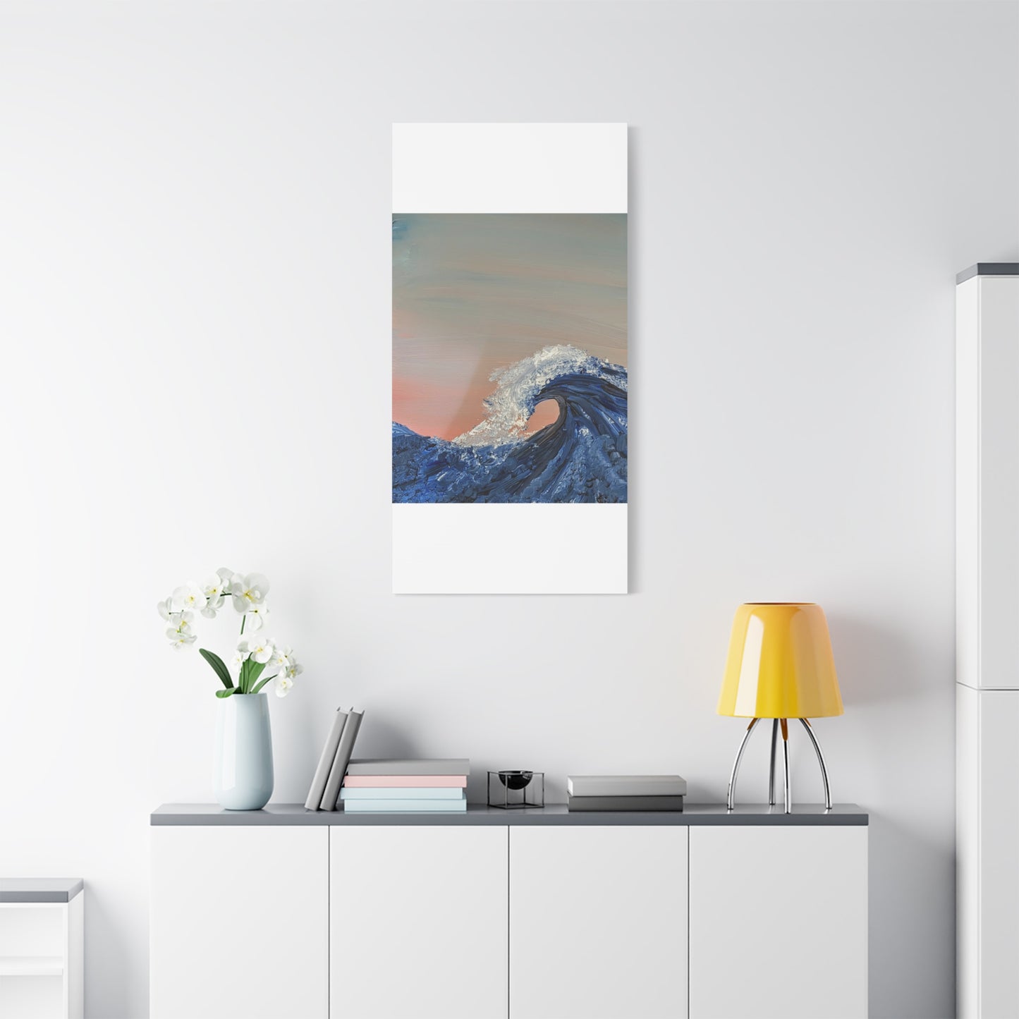 California_Coast - Ocean Wave Canvas Art — Blue Wave Seascape Matte Stretched Canvas