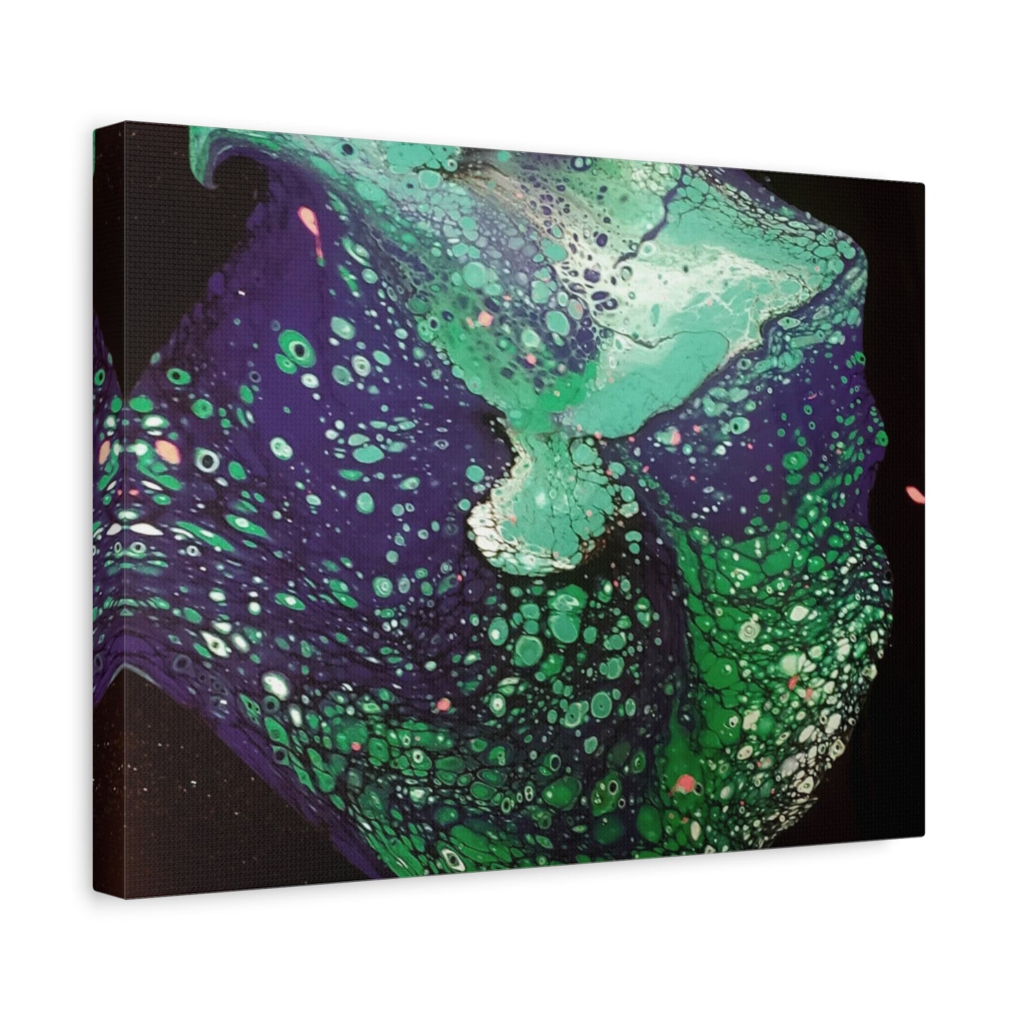 Abstract Green & Teal Fluid Art Canvas Print - Matte Stretched Wall Art