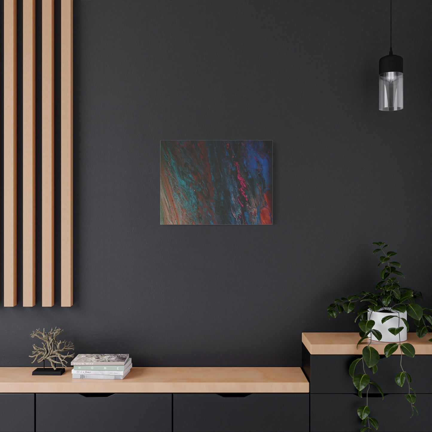Abstract Fluid Art Canvas Wall Art - Jupiter pour — Vibrant Ocean Night Matte Stretched Canvas