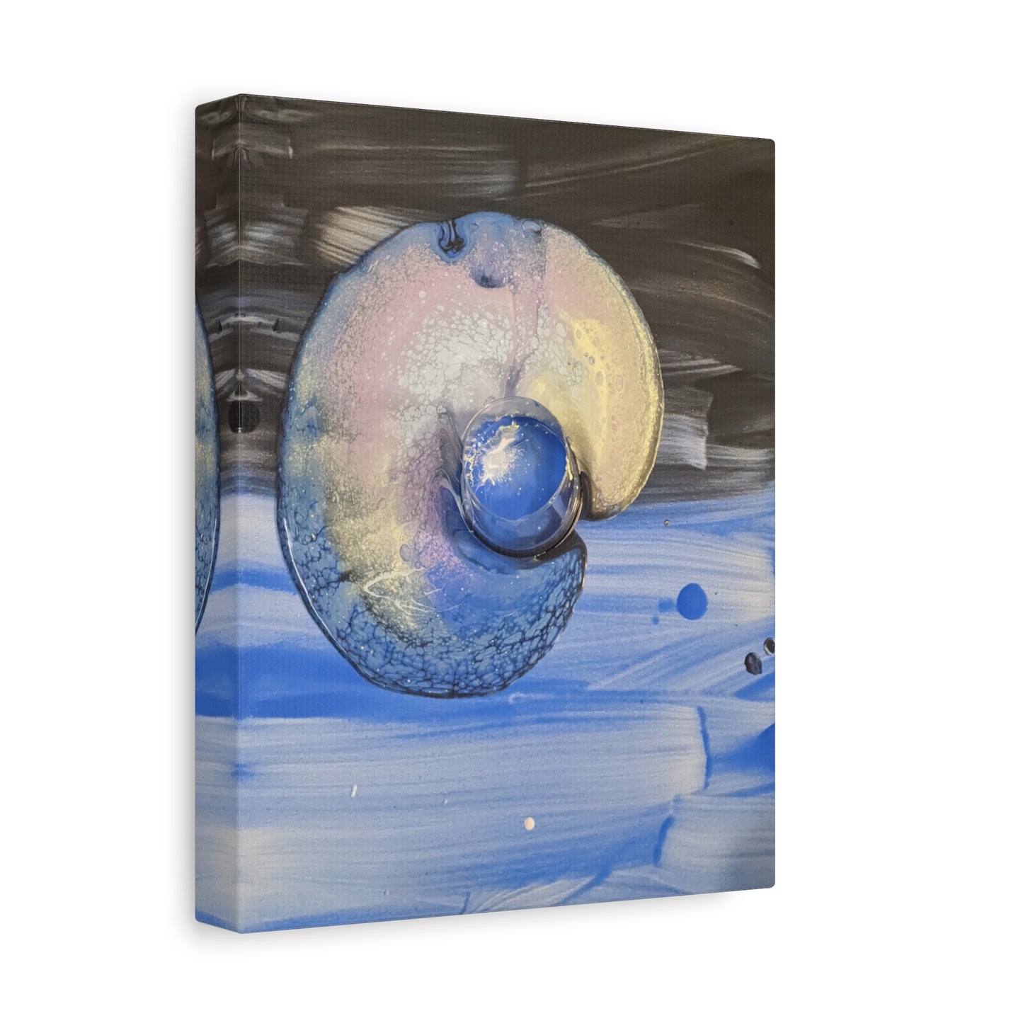 the nautilus - Abstract Blue Spiral Matte Canvas Art - Nautical Coastal Wall Decor
