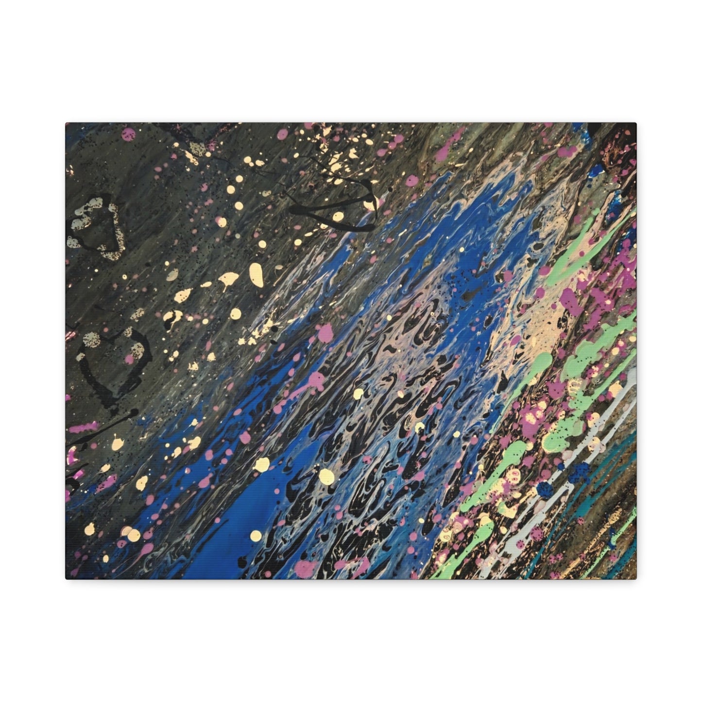 Abstract Splatter Matte Canvas Print — Colorful Fluid Art Wall Decor, Stretched 1.25"