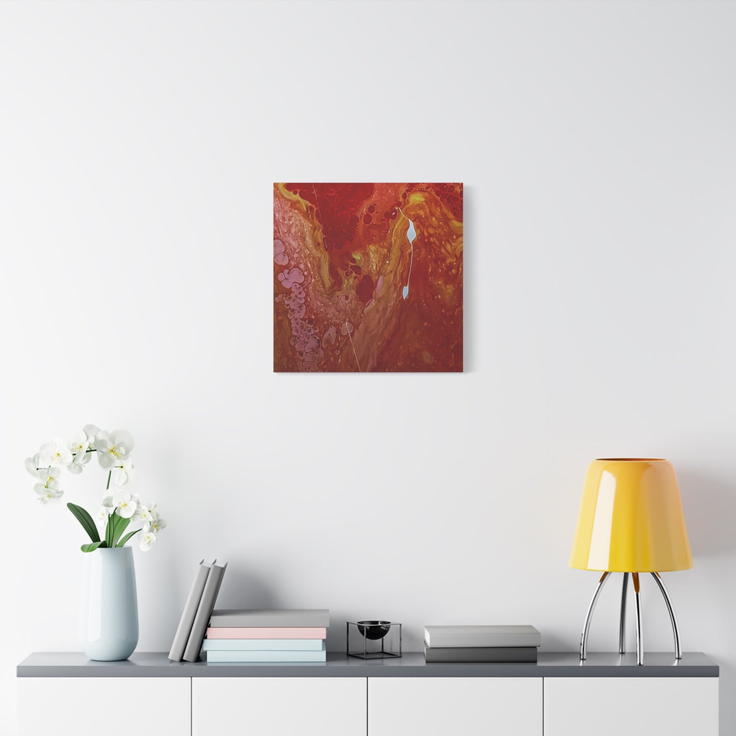 Abstract Red Fluid Art Canvas Print — Matte Stretched Wall Art