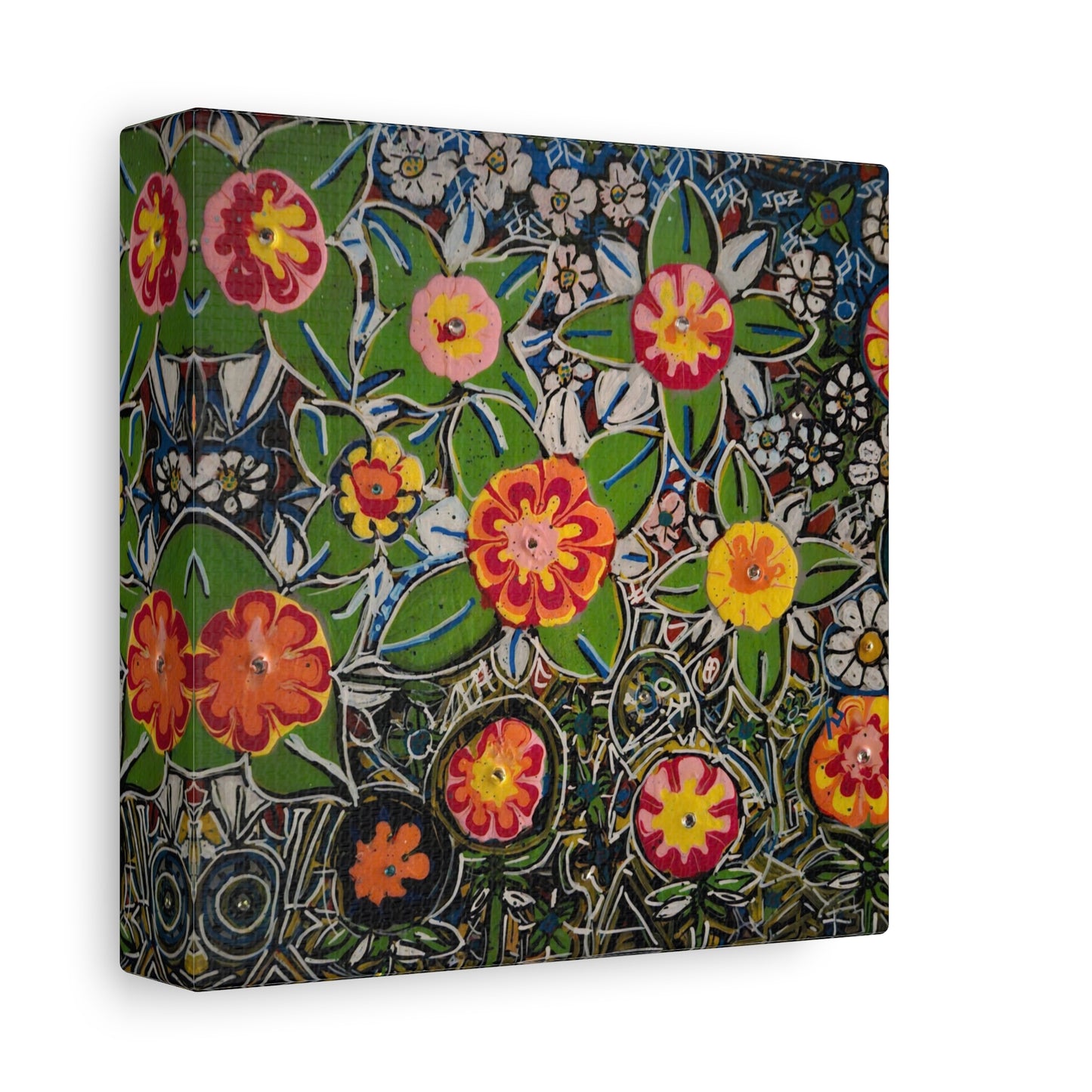 Urban_gardening-04 - Floral Pop Matte Stretched Canvas – Colorful Hand-Painted Garden Wall Art