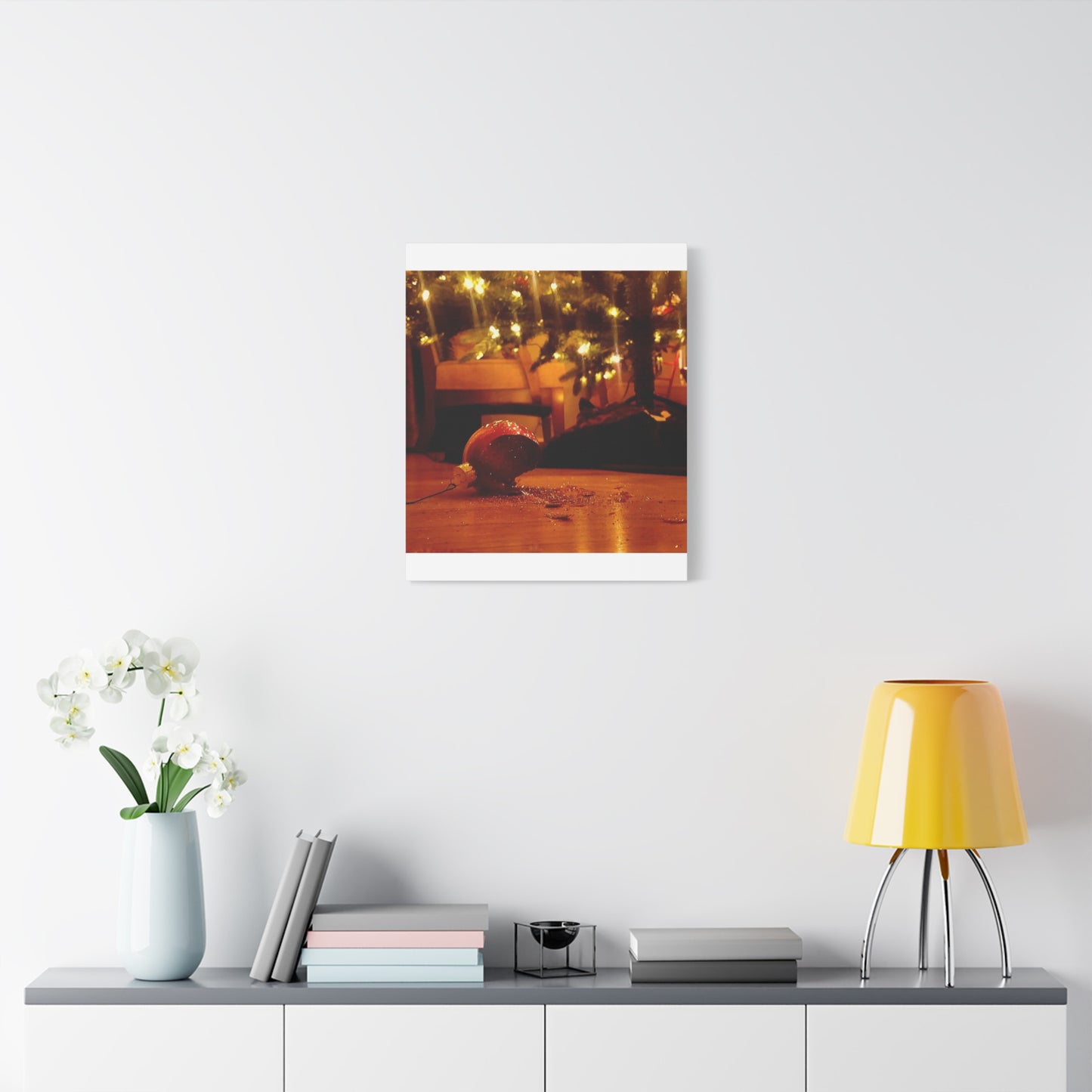 Christmas Tree Ornament Photo Canvas – Cozy Holiday Still Life Wall Art