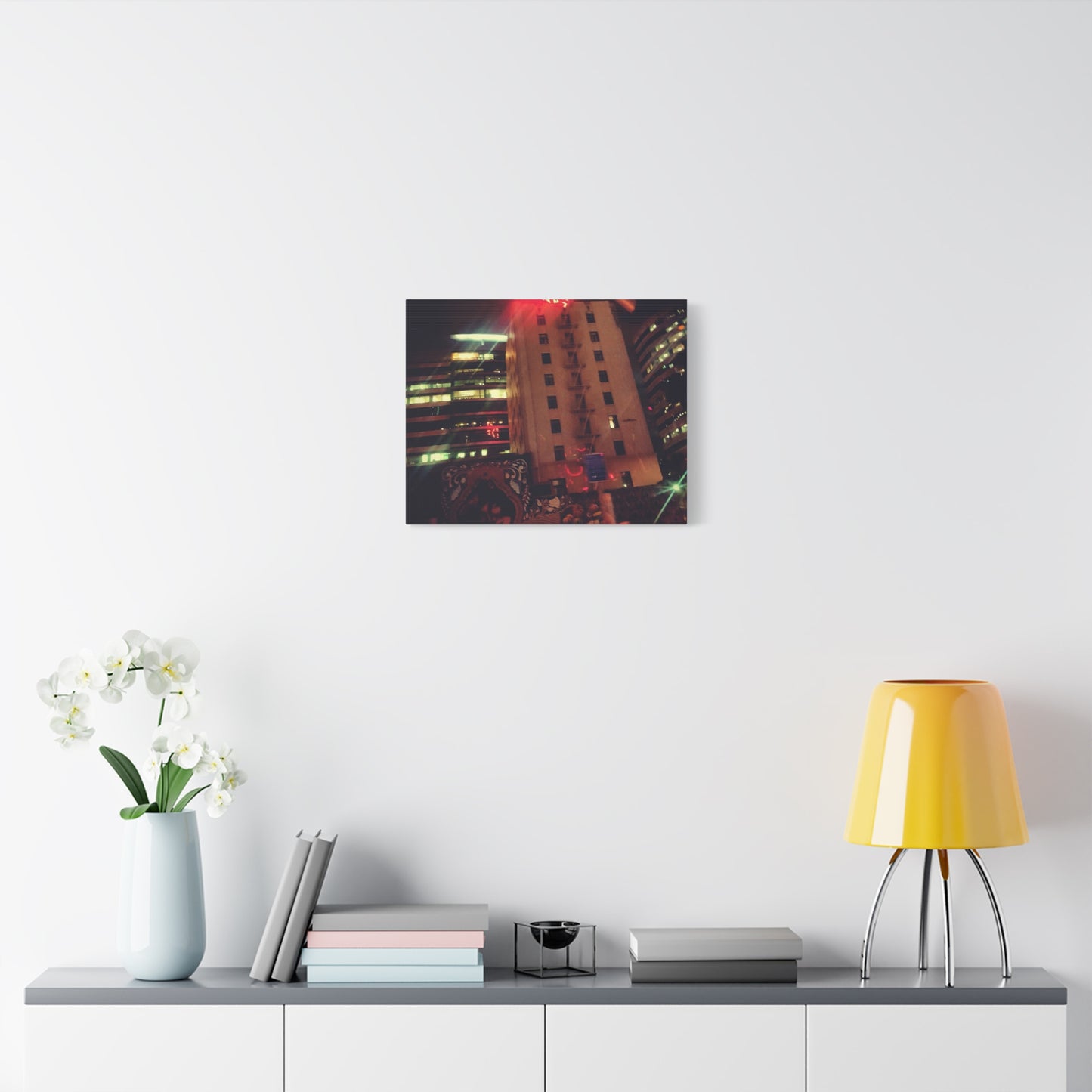Hotel DeAnza - City Nightscape Canvas Print — Urban Street Art Building Matte Stretched 1.25"