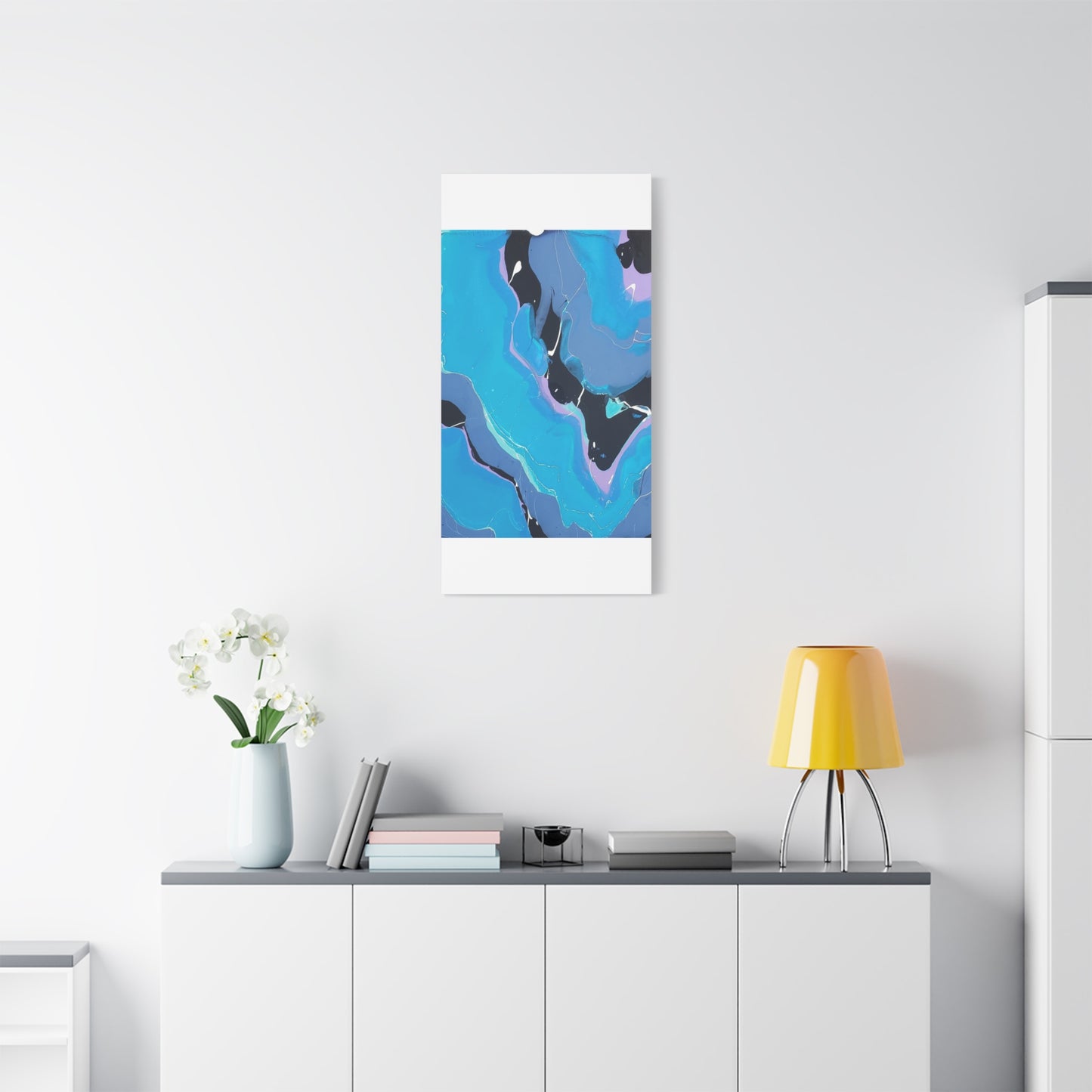 Abstract Blue Fluid Art Canvas Print — Matte Stretched Wall Art 1.25"