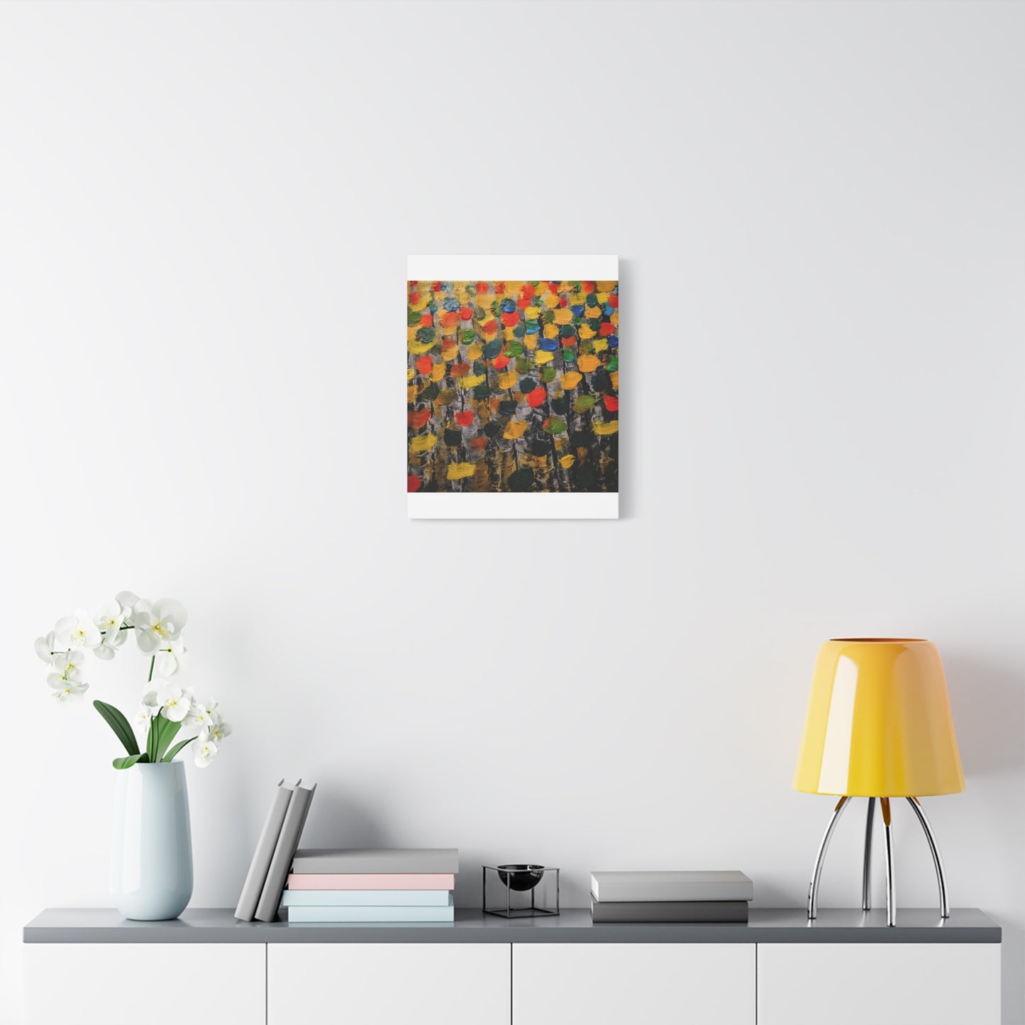birch trees with color strokes - Abstract Color Bloom Matte Canvas Wall Art — Stretched 1.25"