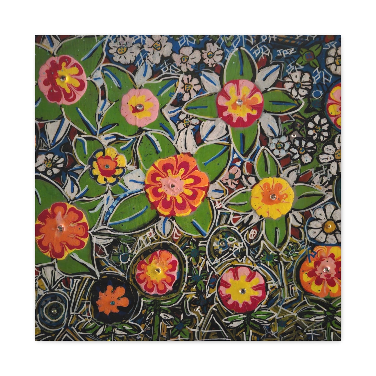 Urban_gardening-04 - Floral Pop Matte Stretched Canvas – Colorful Hand-Painted Garden Wall Art