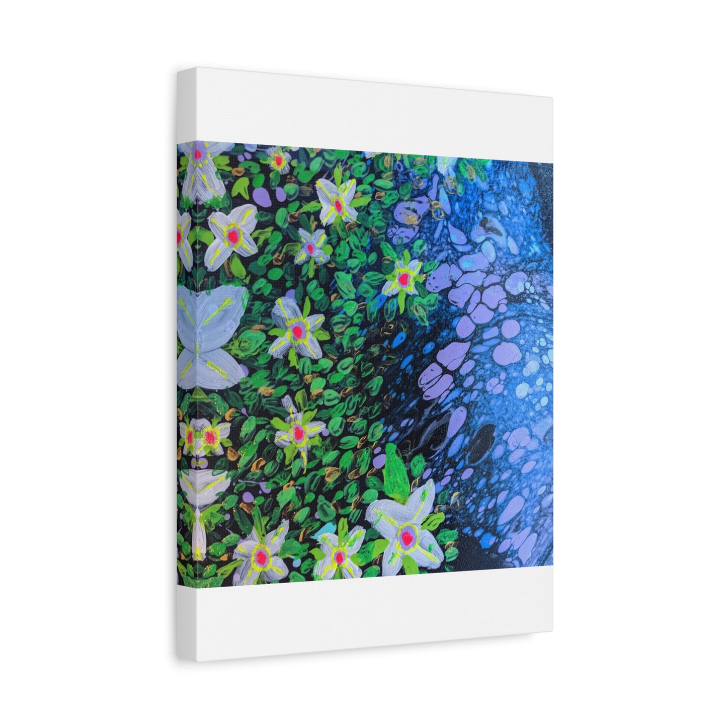 Floetrol&Flowers -  Reef Matte Canvas Wall Art — Blue & Green Abstract Flower Painting