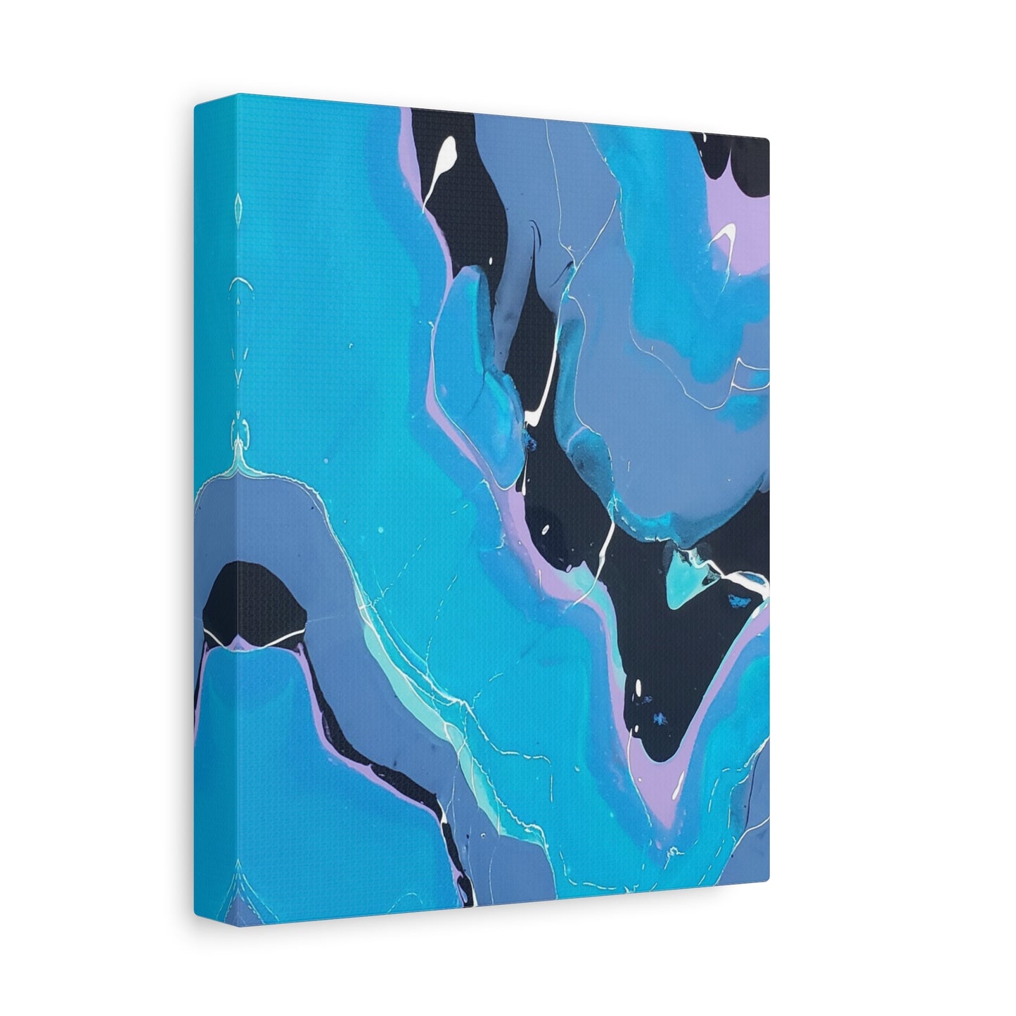 Abstract Blue Fluid Art Canvas Print — Matte Stretched Wall Art 1.25"