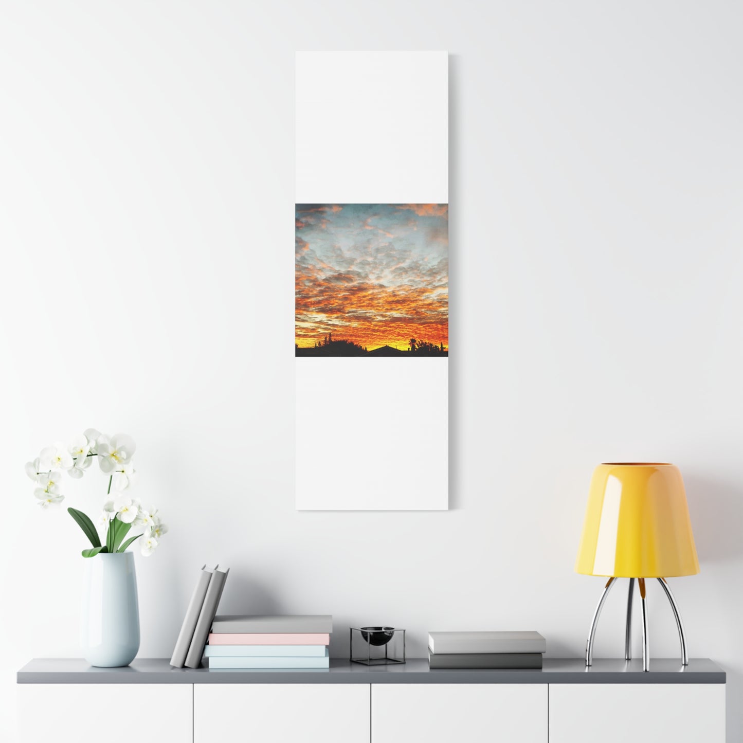 Sunset Sky Canvas Print — Orange Cloudscape Matte Stretched Wall Art