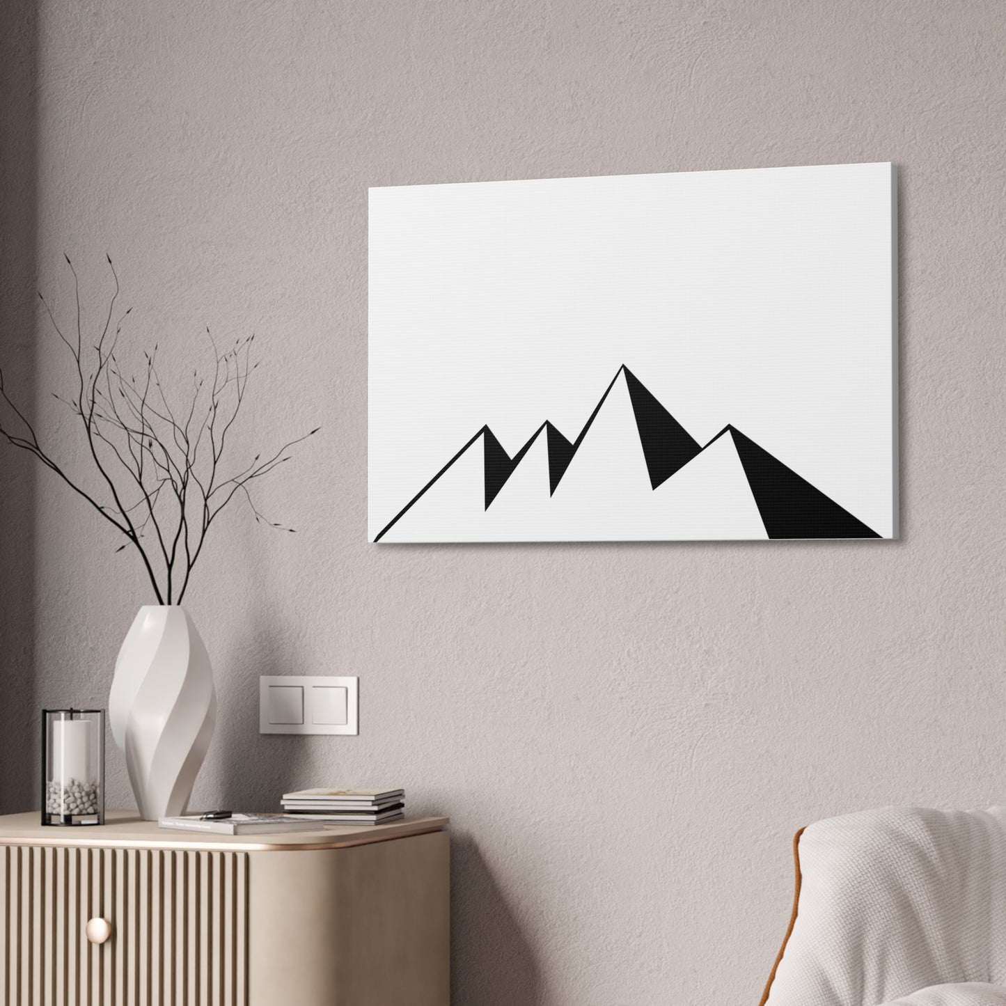 mountains001 - Modern Black Mountain Canvas Art