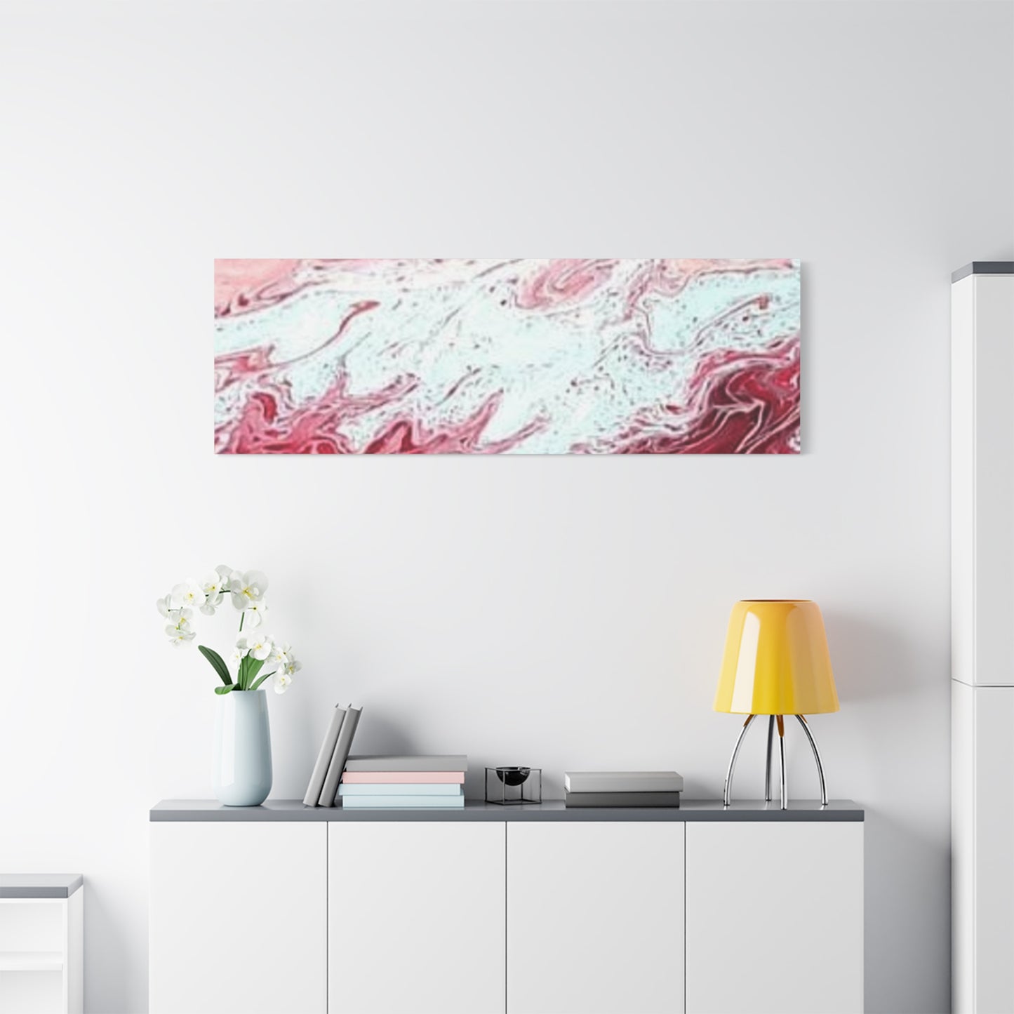 Abstract Pink & Red Fluid Art Canvas — Matte Stretched Wall Art